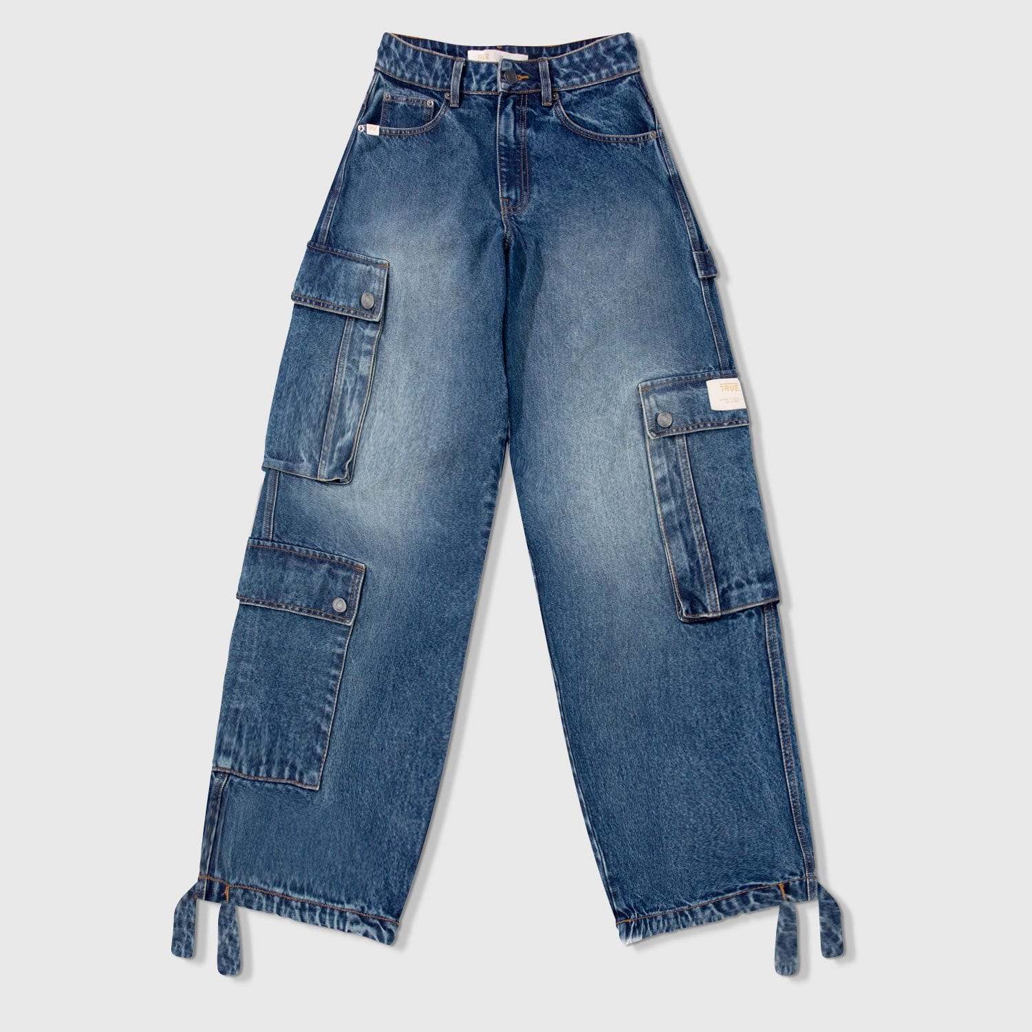 Cargo Multi-Pocket Denim Pants - Deep Blue - imagen 1
