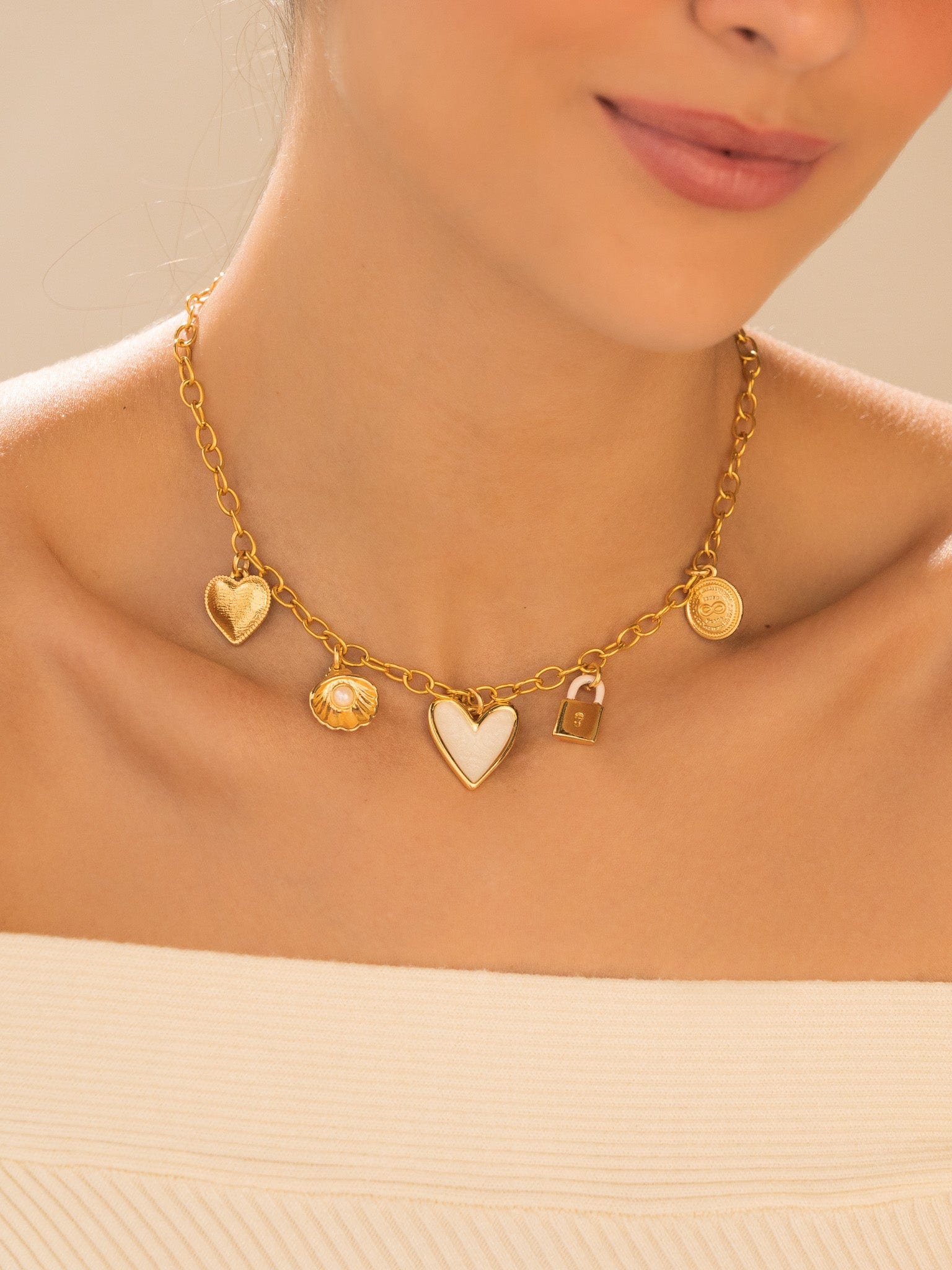 Collar Multicharms + Aretes - imagen 1
