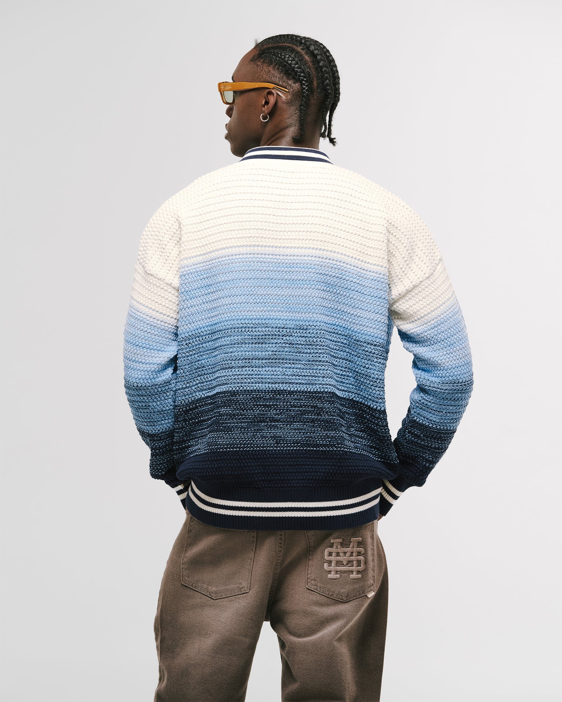 Zip Polo Gradient Knitwear - Azul y Crema - imagen 3