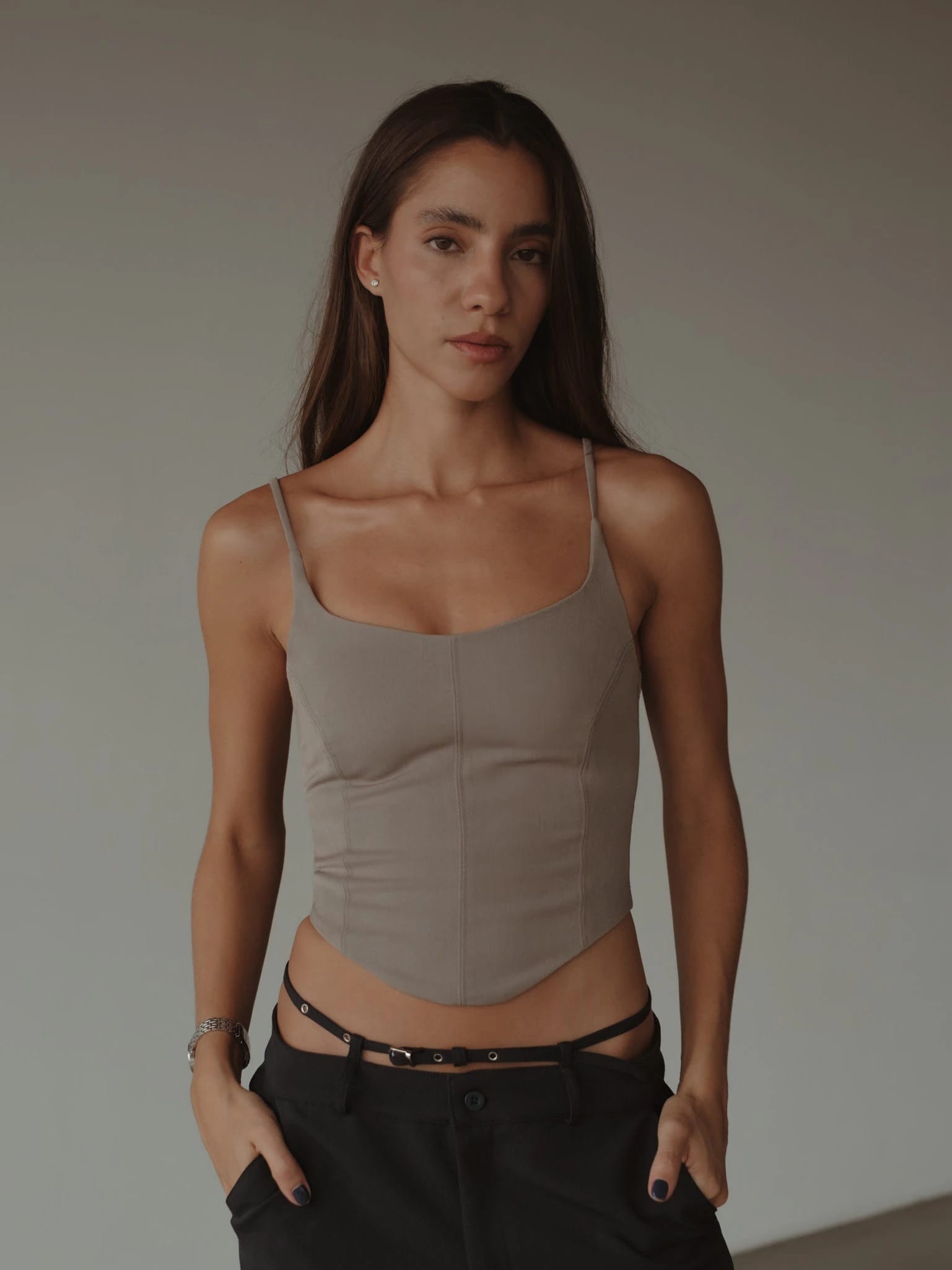 BACK LACE CORSET - ASH - imagen 1