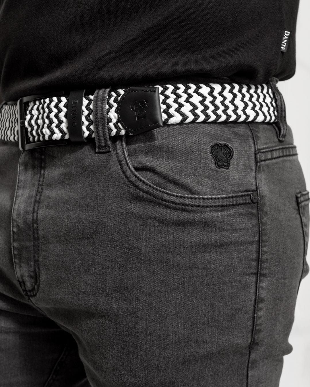 Cinturon Elastico Blanco con Negro - imagen 3