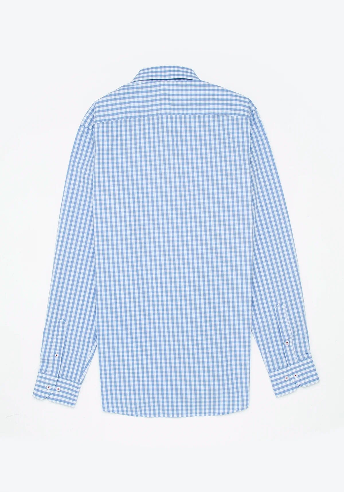 Camisa Cuadro Botón Contraste Algodón Azul Claro - imagen 4