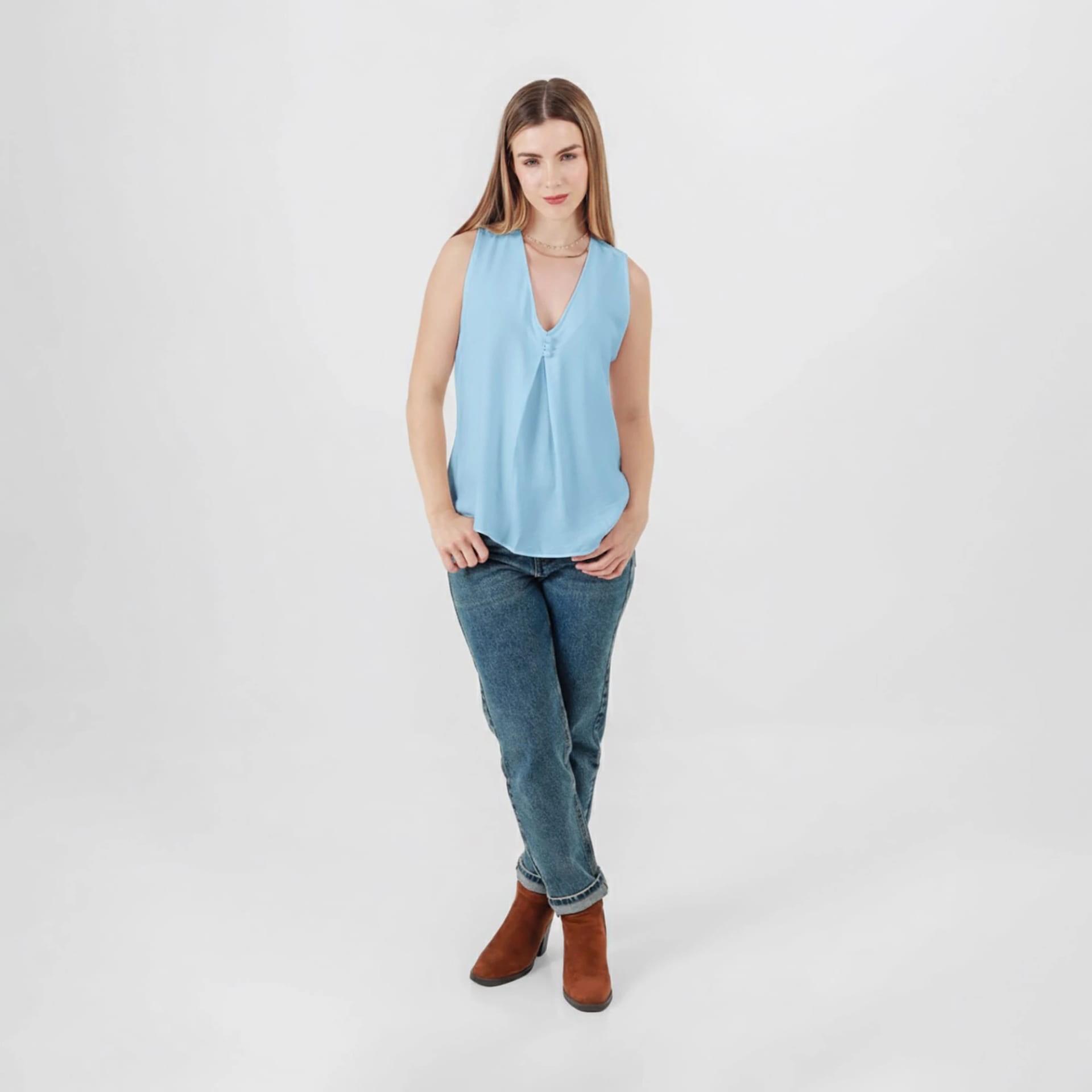 Blusa Cuello V Manga Sisa - imagen 9