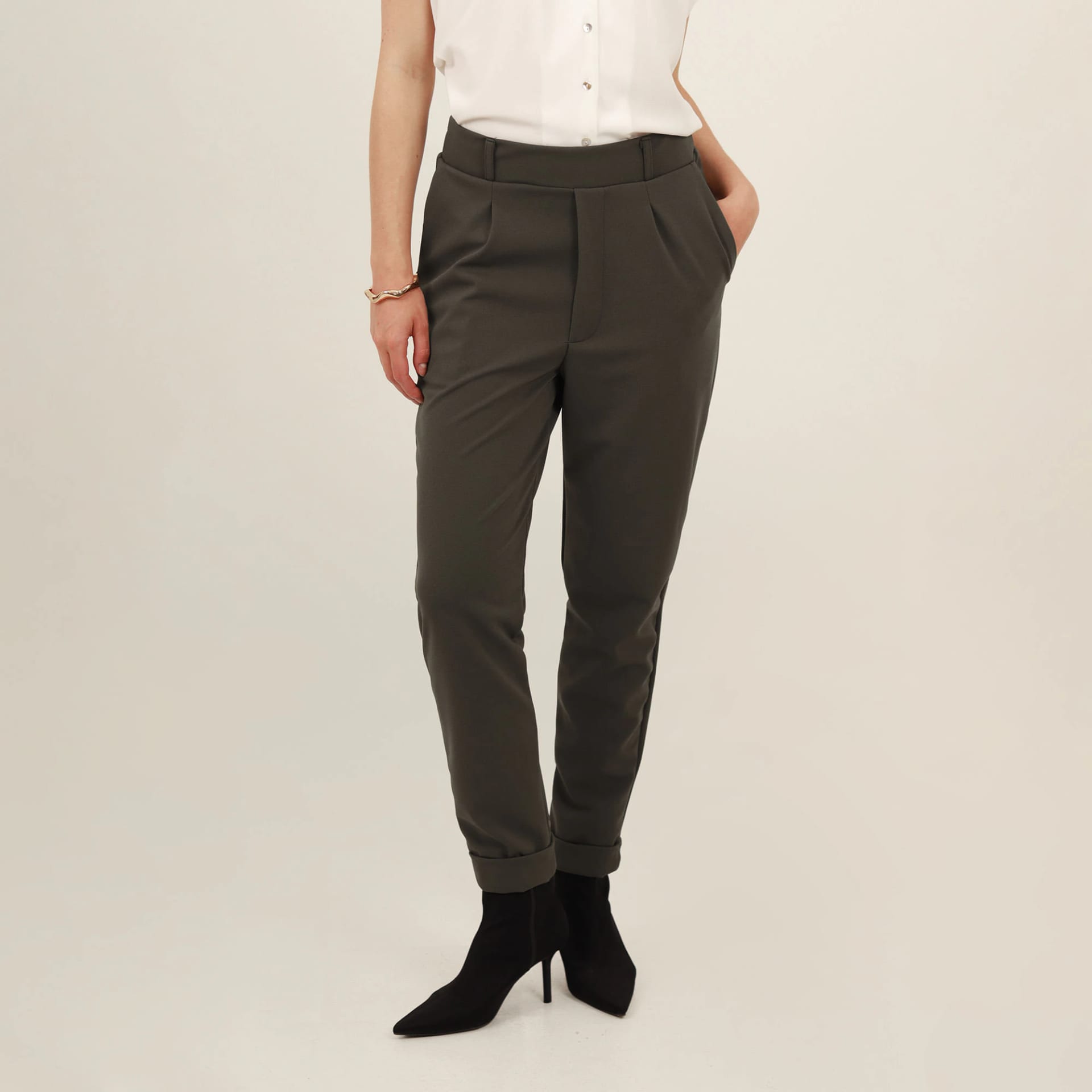 Pantalón bota recta guardapolvo con elastico en cintura - imagen 6