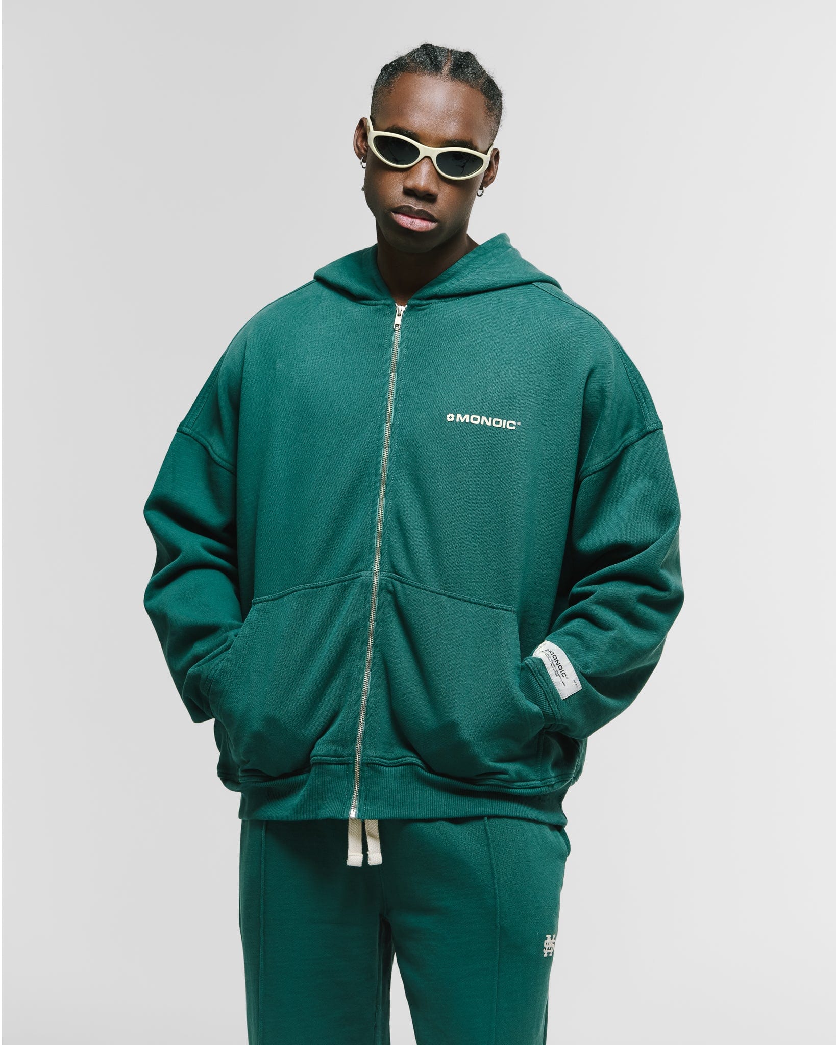 Zip Hoodie Oversized Básico V4 - Forest Green - imagen 2