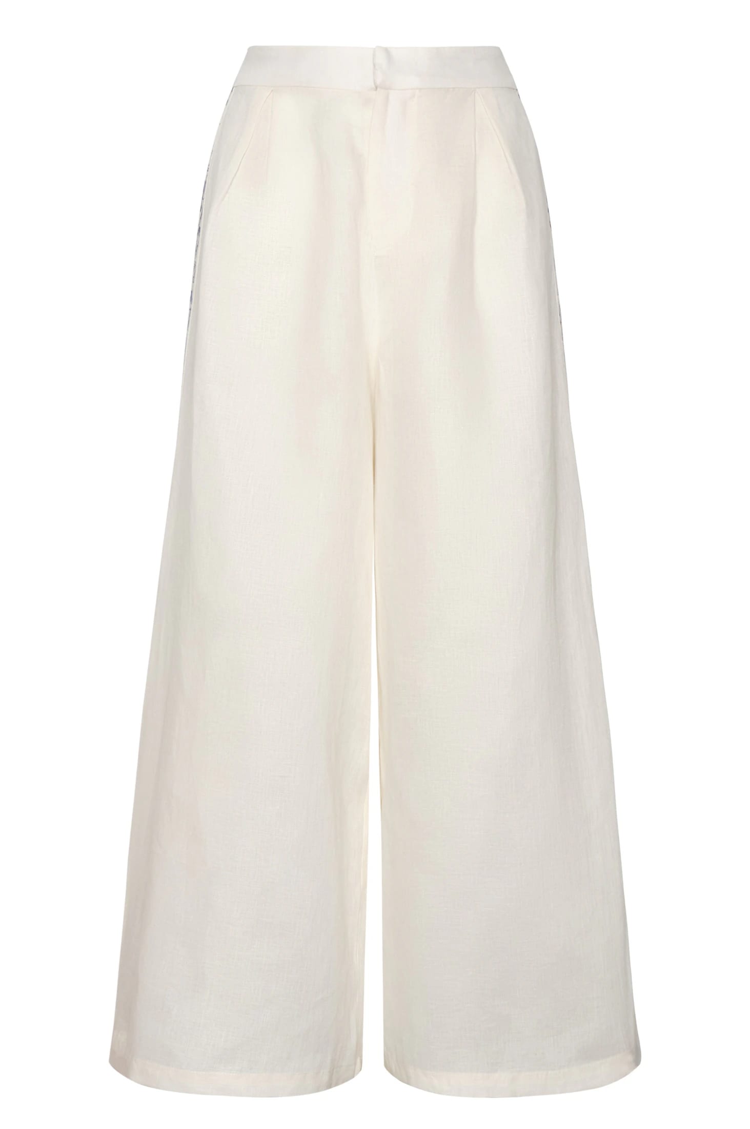 Jared Linen Capri Pants / Ivory Blue Horseshoes - imagen 1