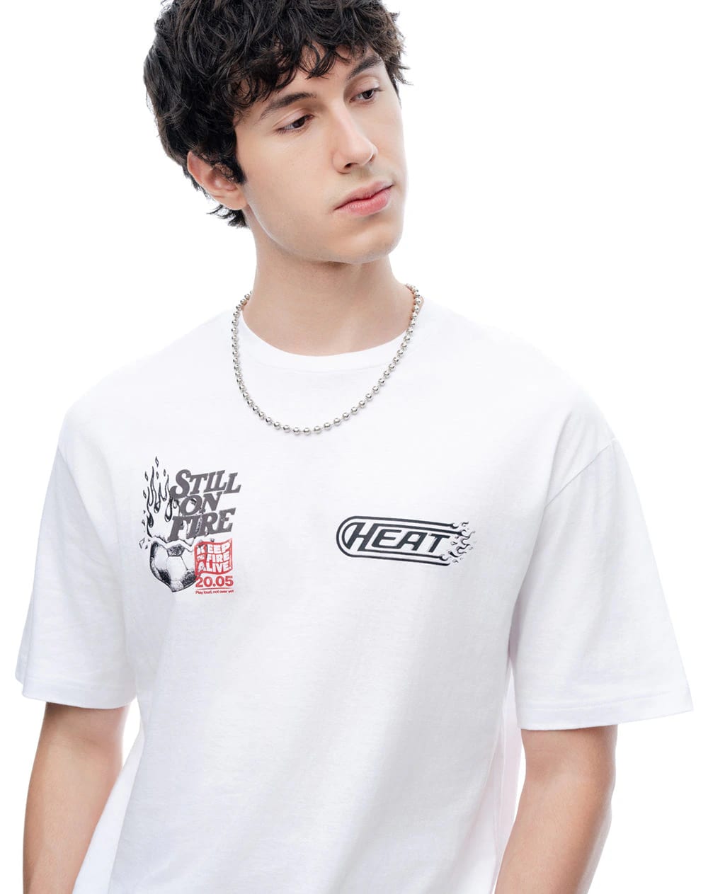 Camiseta manga corta regular estampado blanco hombre - imagen 1