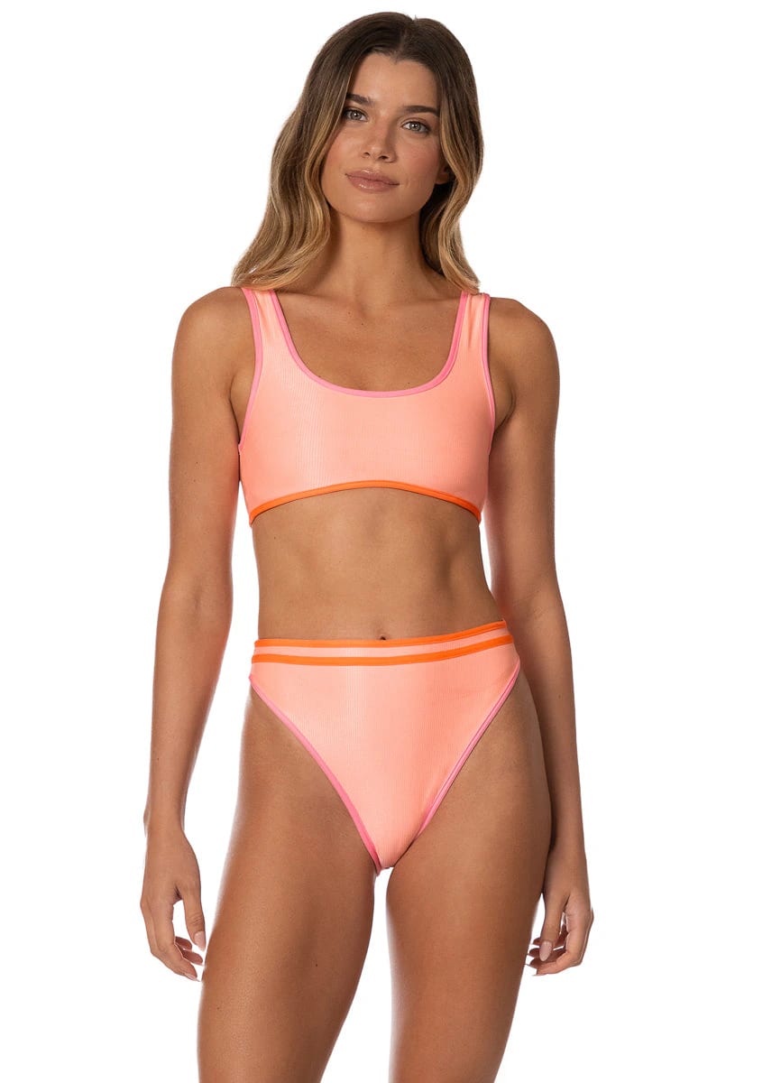 Maaji Peach Coral Elite High Rise Classic Bikini Bottom - imagen 4