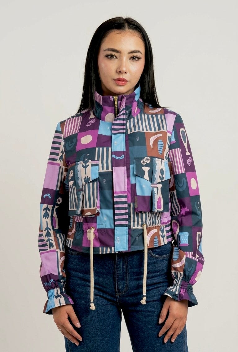 Chaqueta corta estampada morado - imagen 1