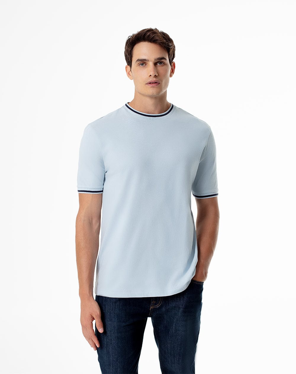 Camiseta regular algodón jersey azul hombre - imagen 1