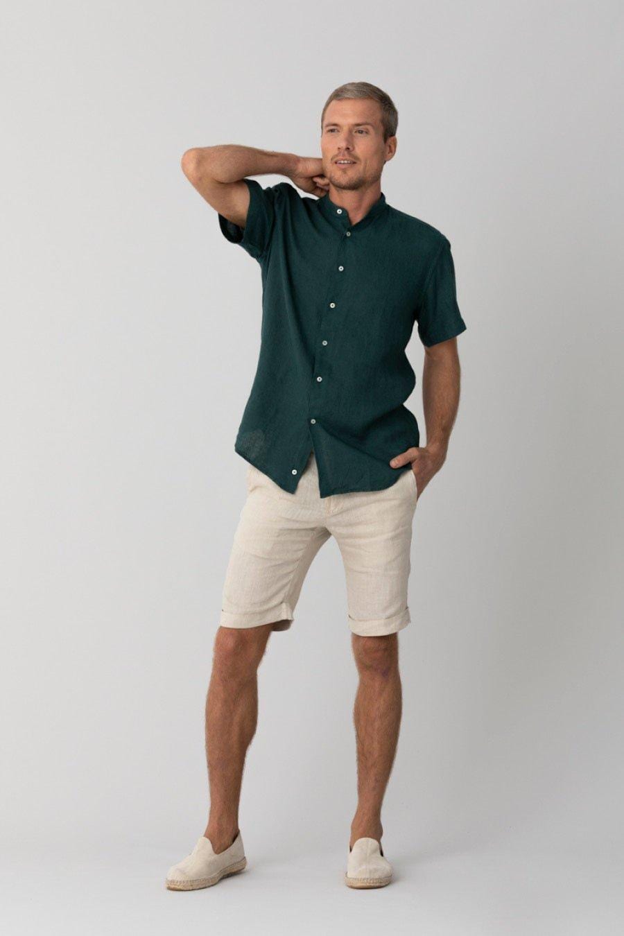 men’s linen shirt mao rosin basic - imagen 5