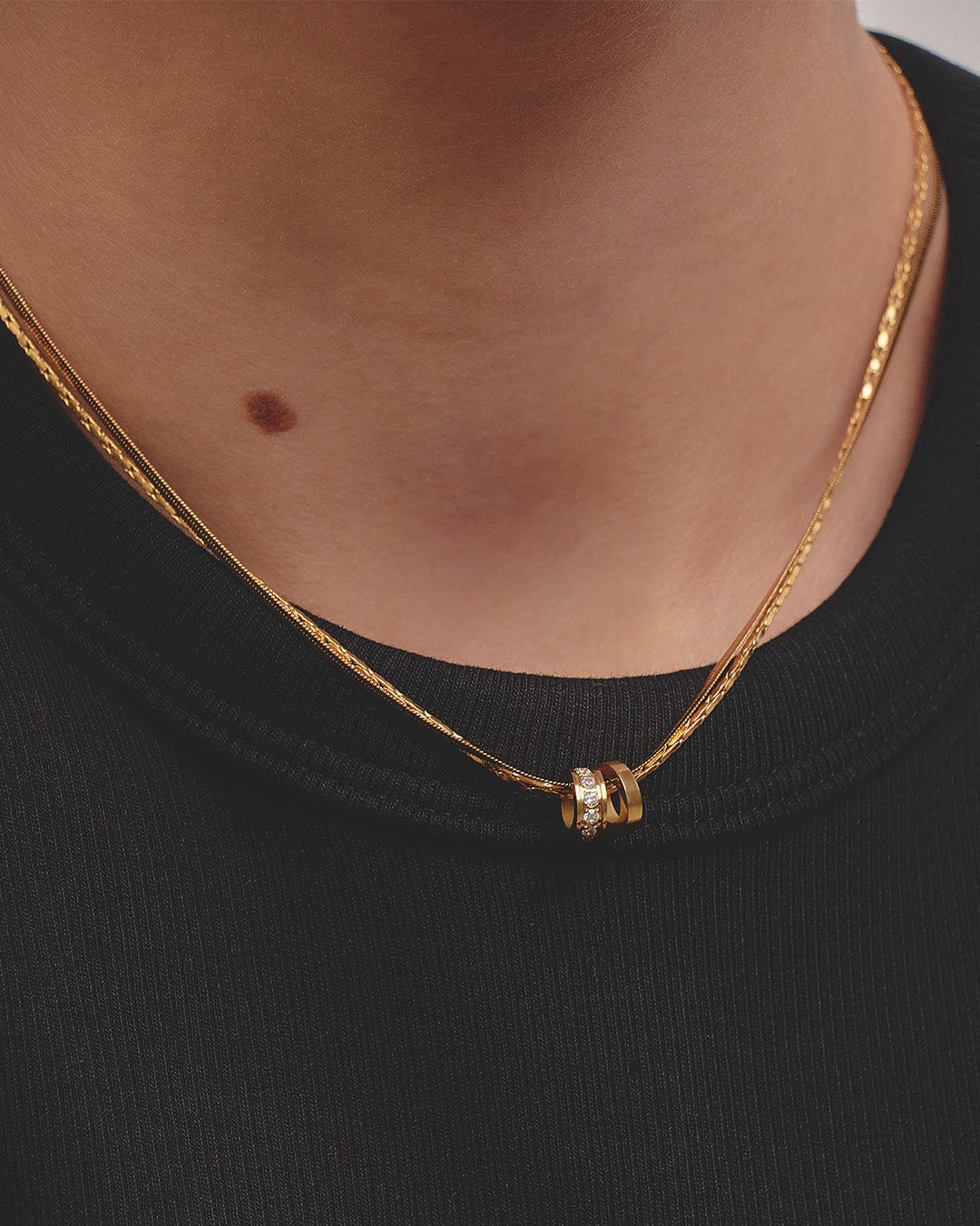Collar Doble Cadena y Aros - imagen 5