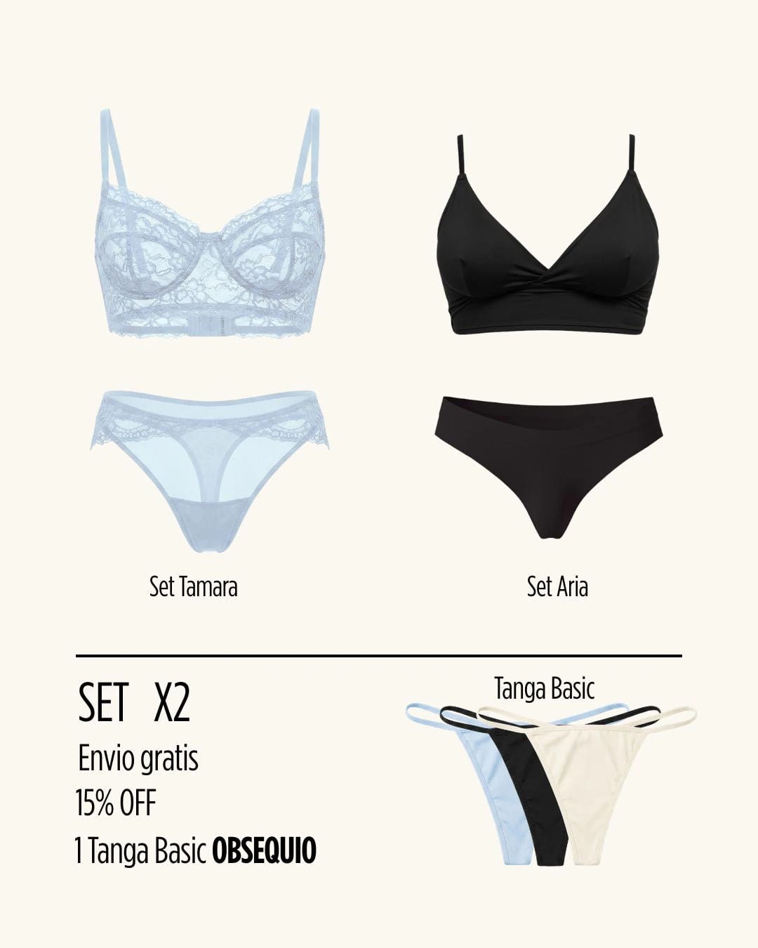 Combo Set x2 + Tanga basic obsequio + Envio gratis - imagen 11