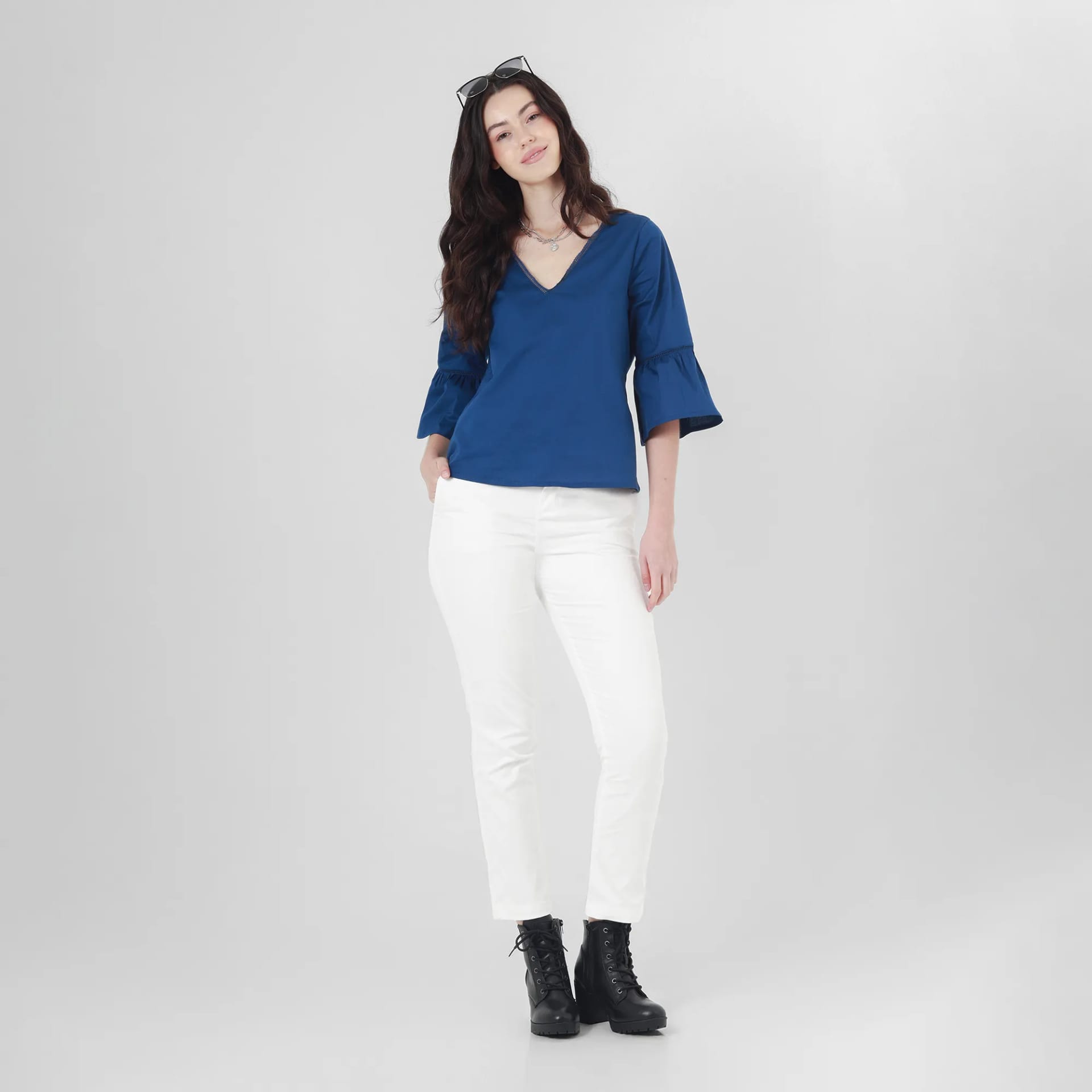 Blusa Cuello V Manga 3 Cuartos - imagen 3