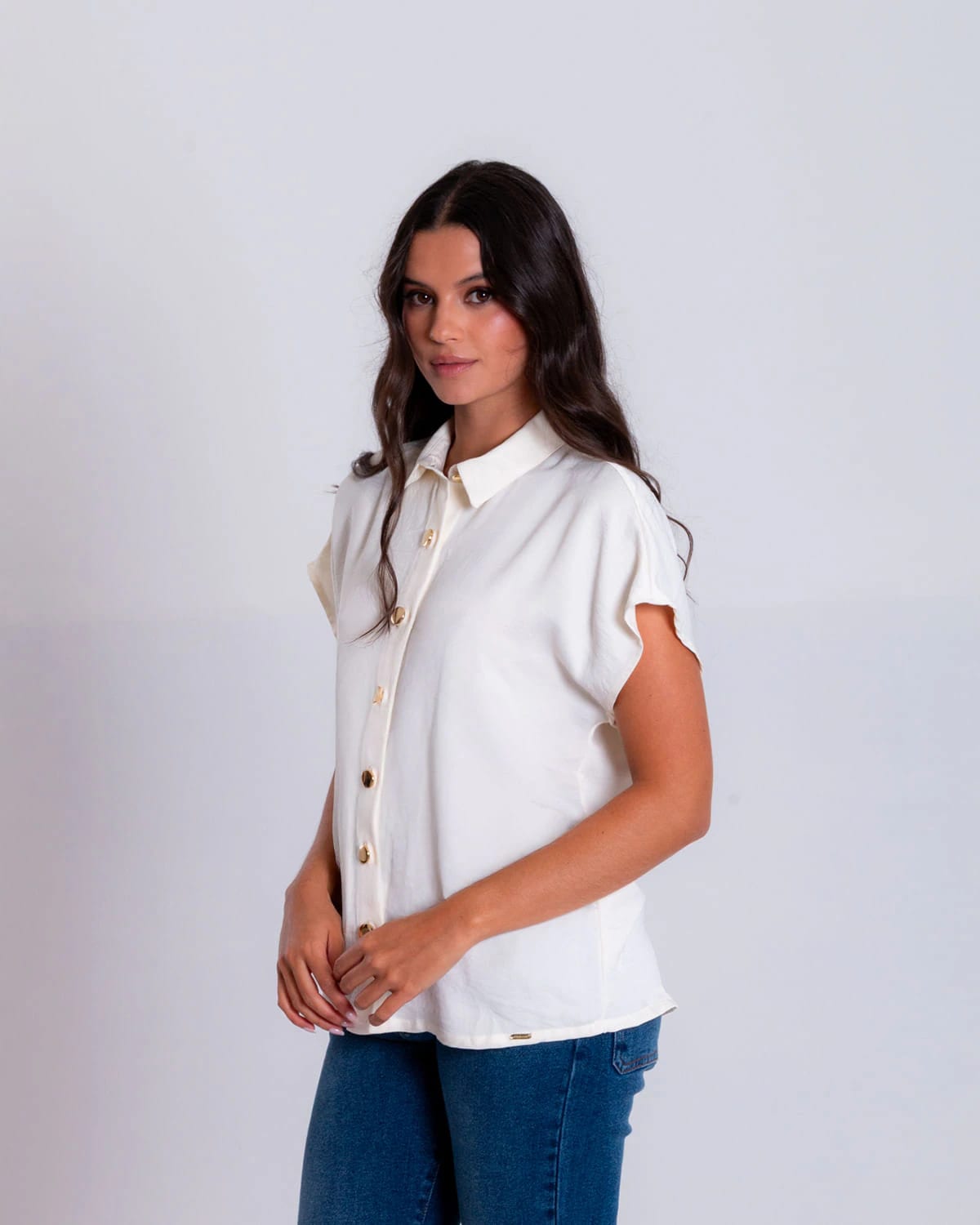 Camisa ivory manga corta para mujer - imagen 2