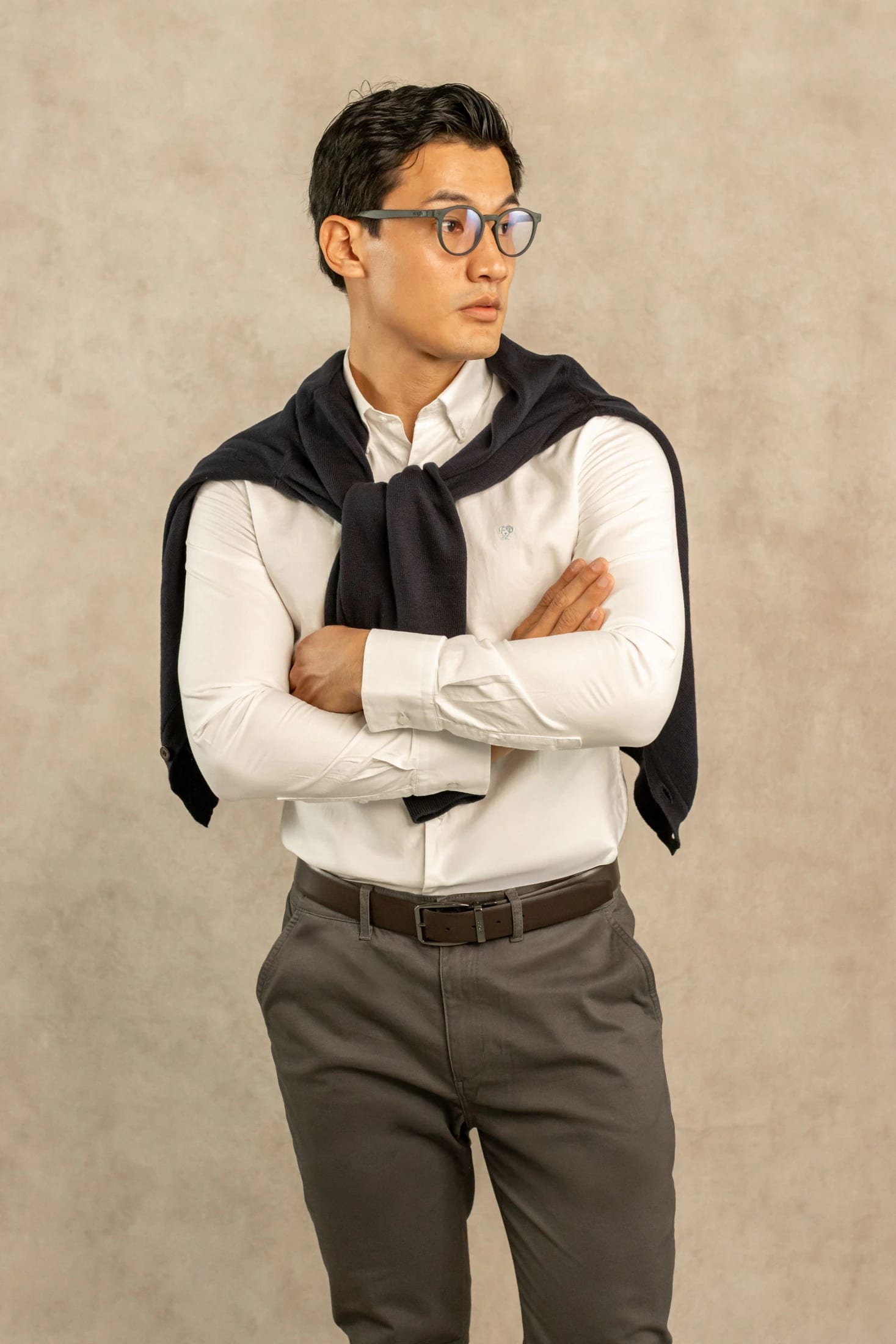 Camisa Antimanchas Oxford Blanco Logo Azul Medio - imagen 1