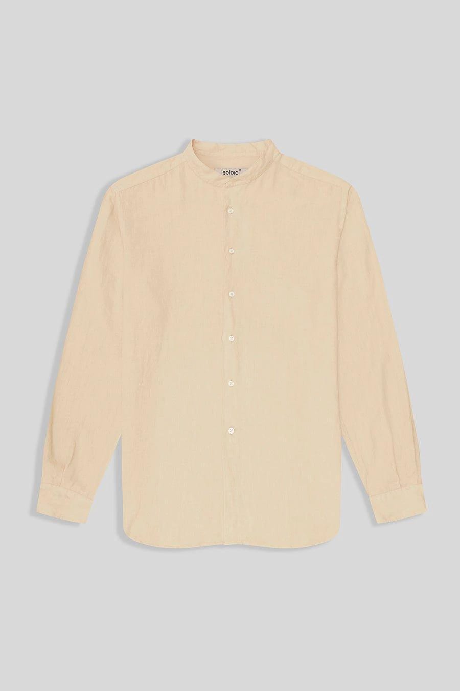 Men's linen shirt mao beige basic - imagen 1
