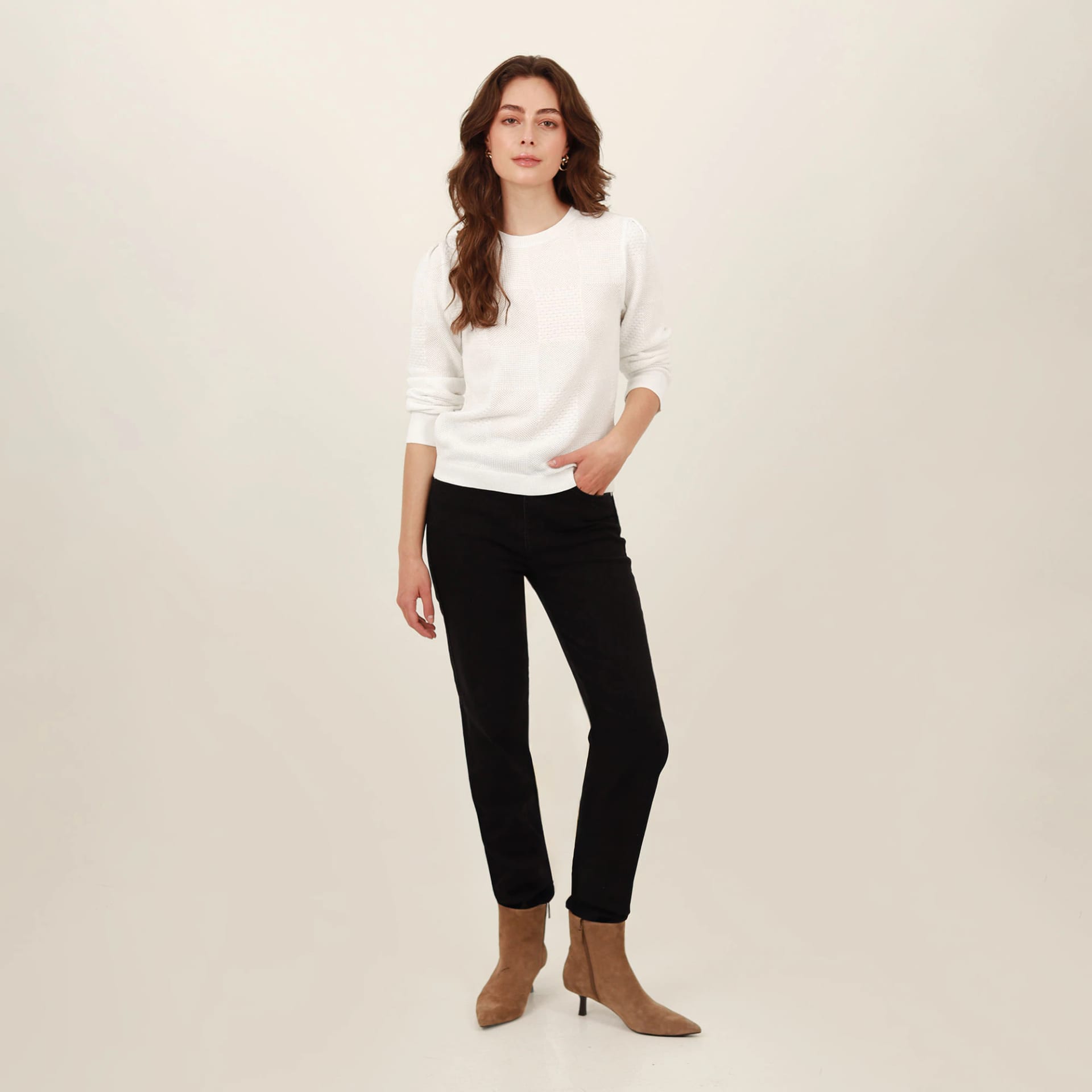 Sweater cuello redondo manga larga en jacquard - imagen 4