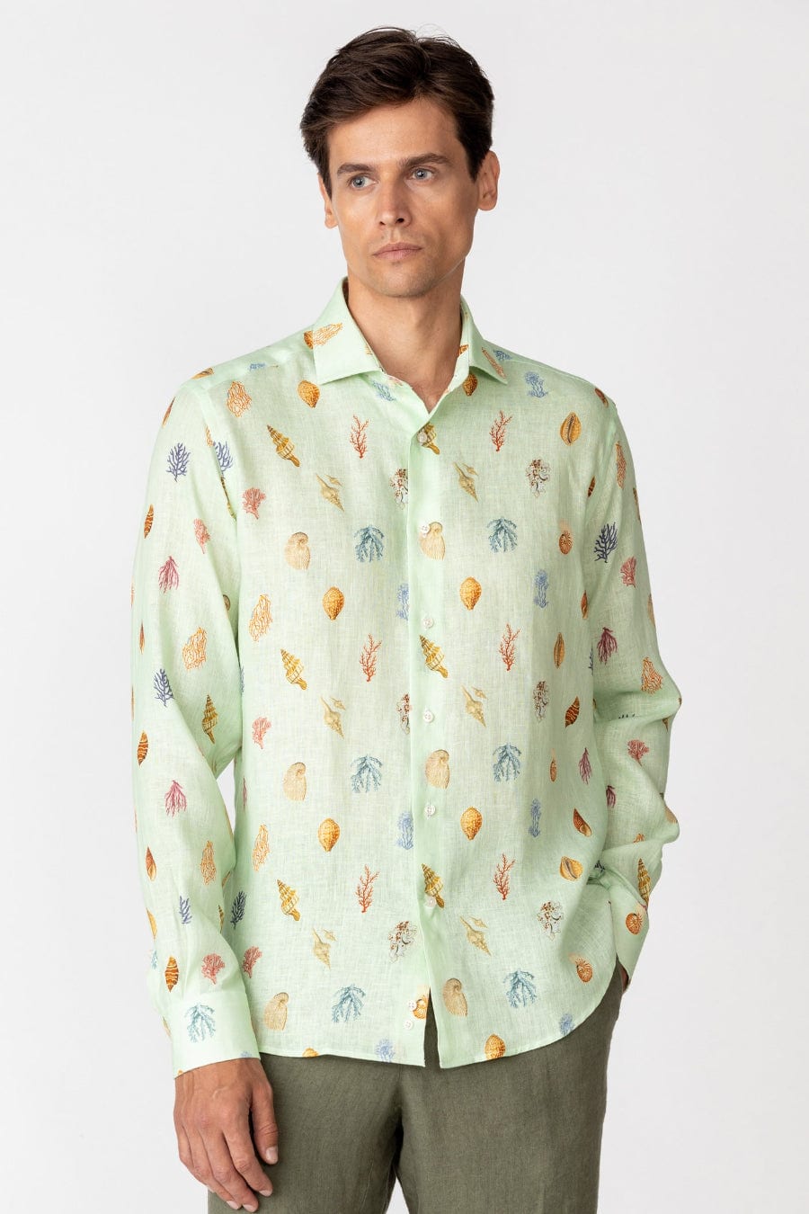 Men's linen shirt sky blue albatros - imagen 3