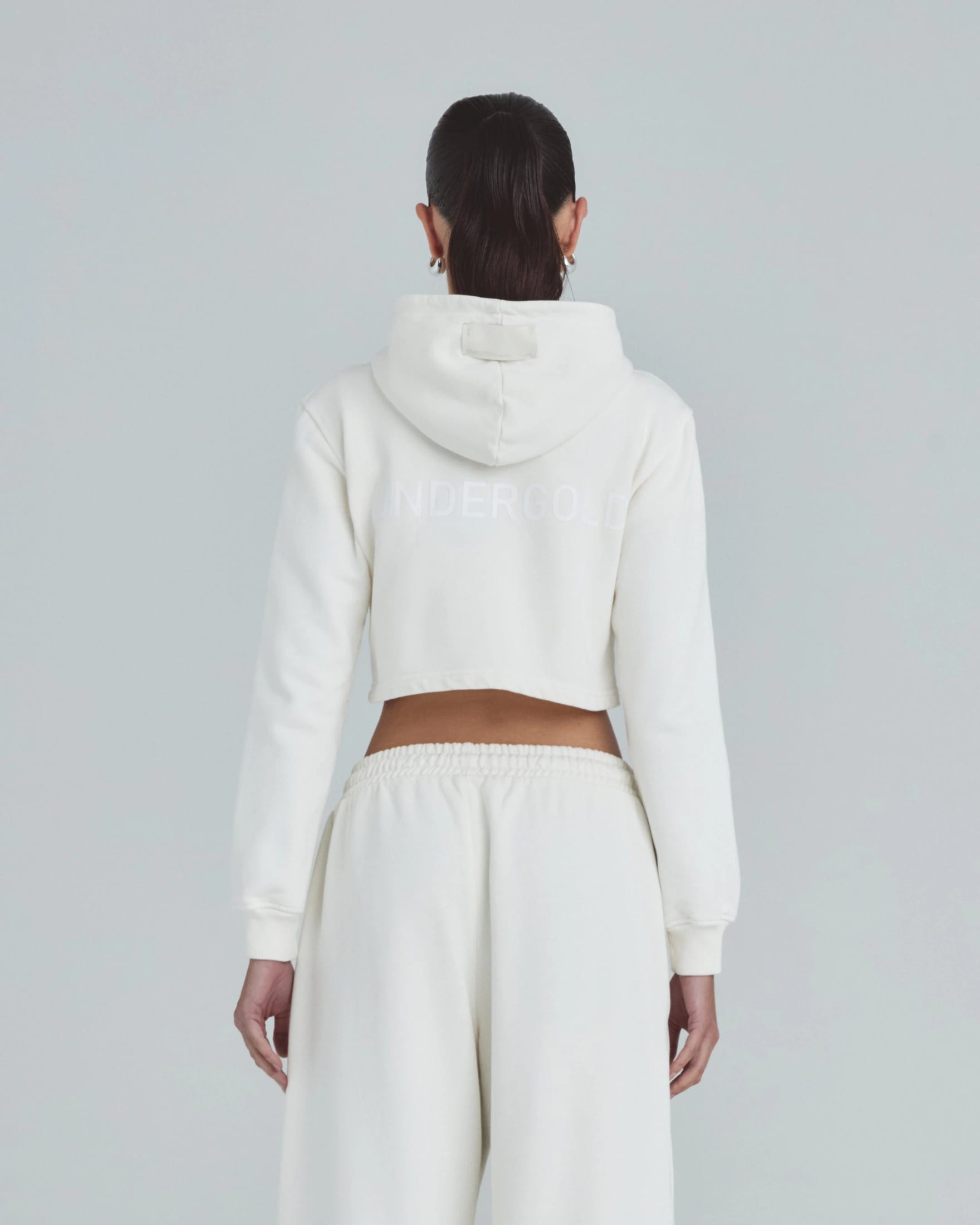 Line Basic Slim Fit Zip Up Cropped Hoodie White - imagen 7