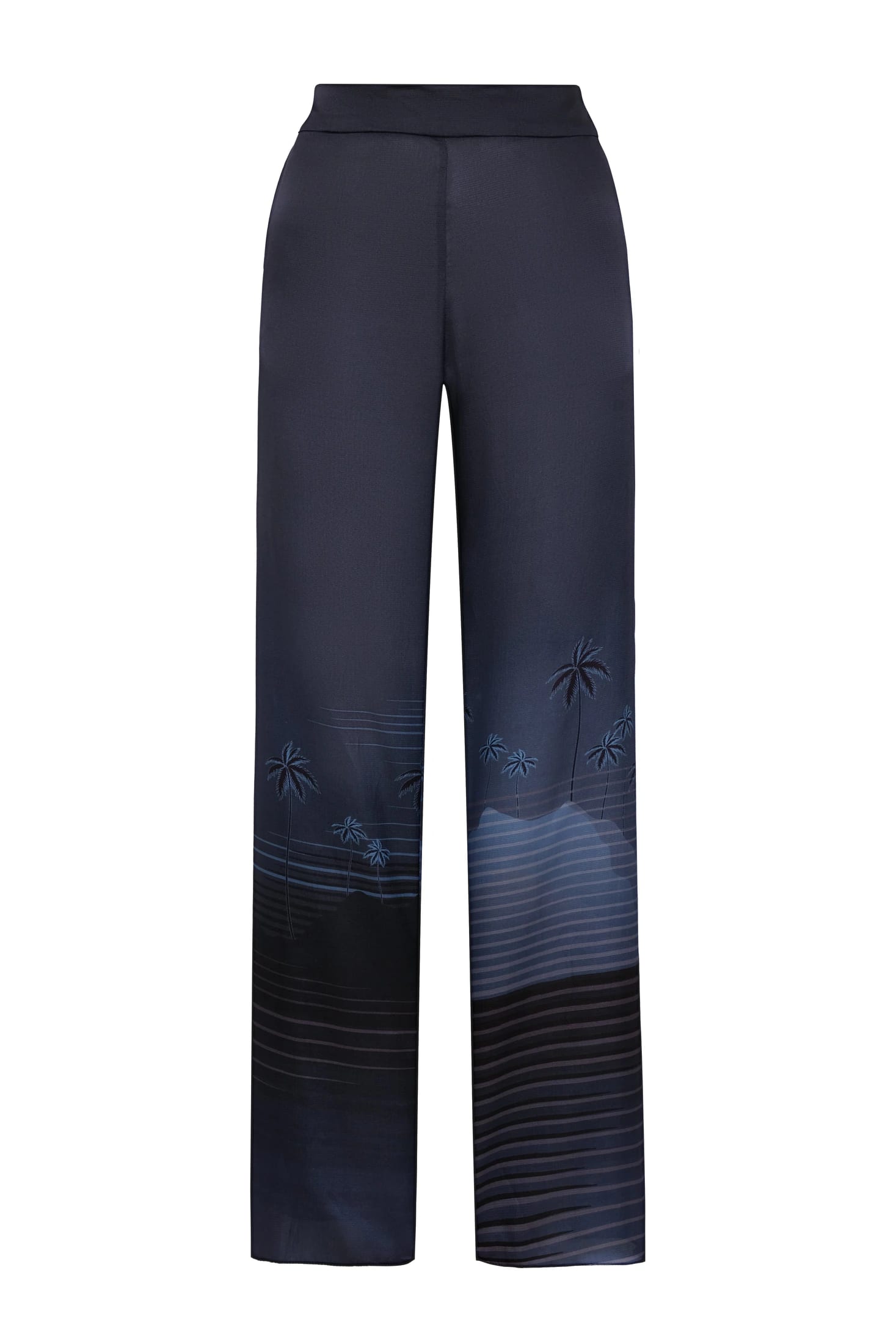 Santo Tomás Martellato Silk Pants / Navy Tropical Landscape - imagen 1