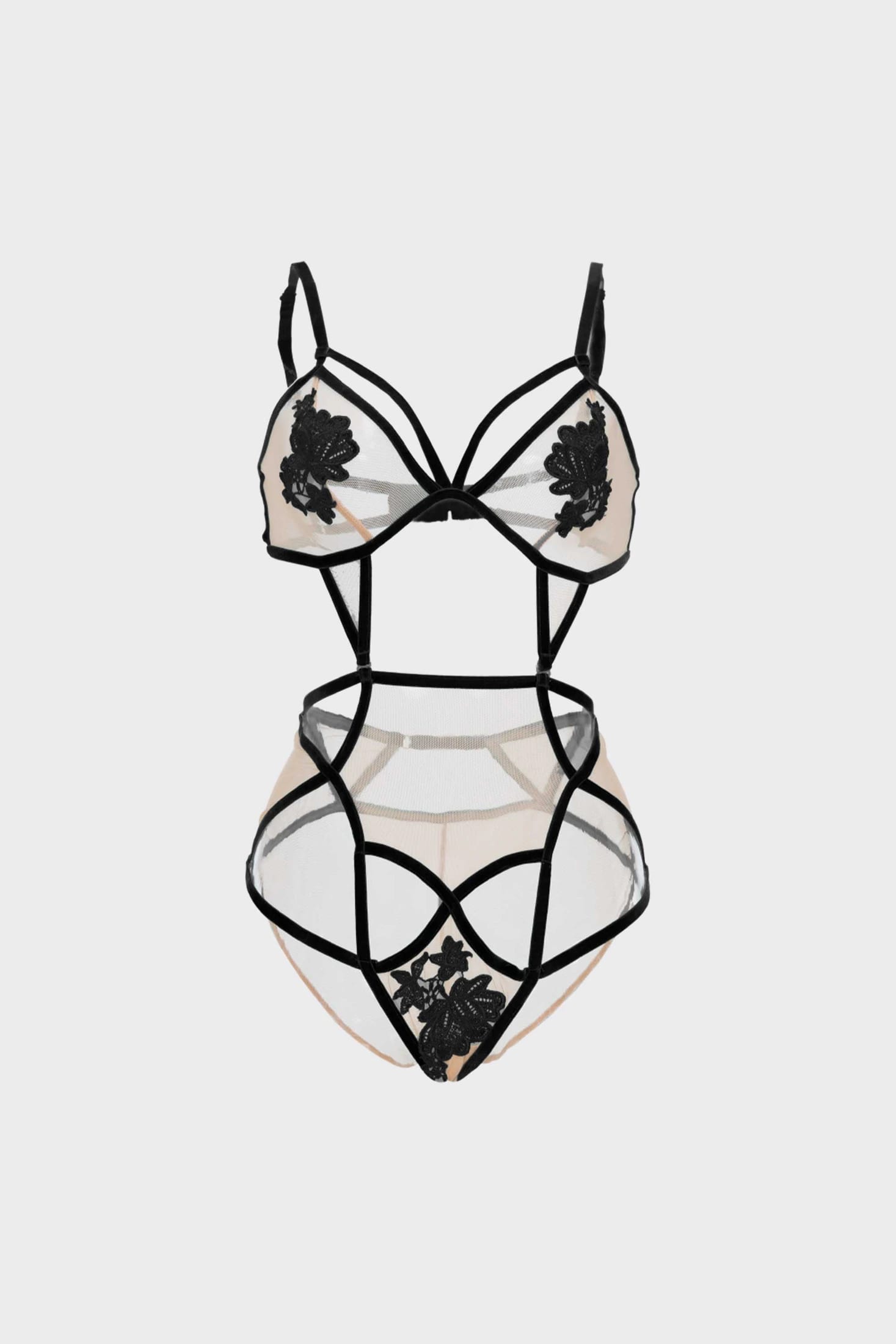 BODY ELLIPSE SEXY SIN ARO CON TIRAS AL FRENTE DELUXE NEGRO - imagen 4