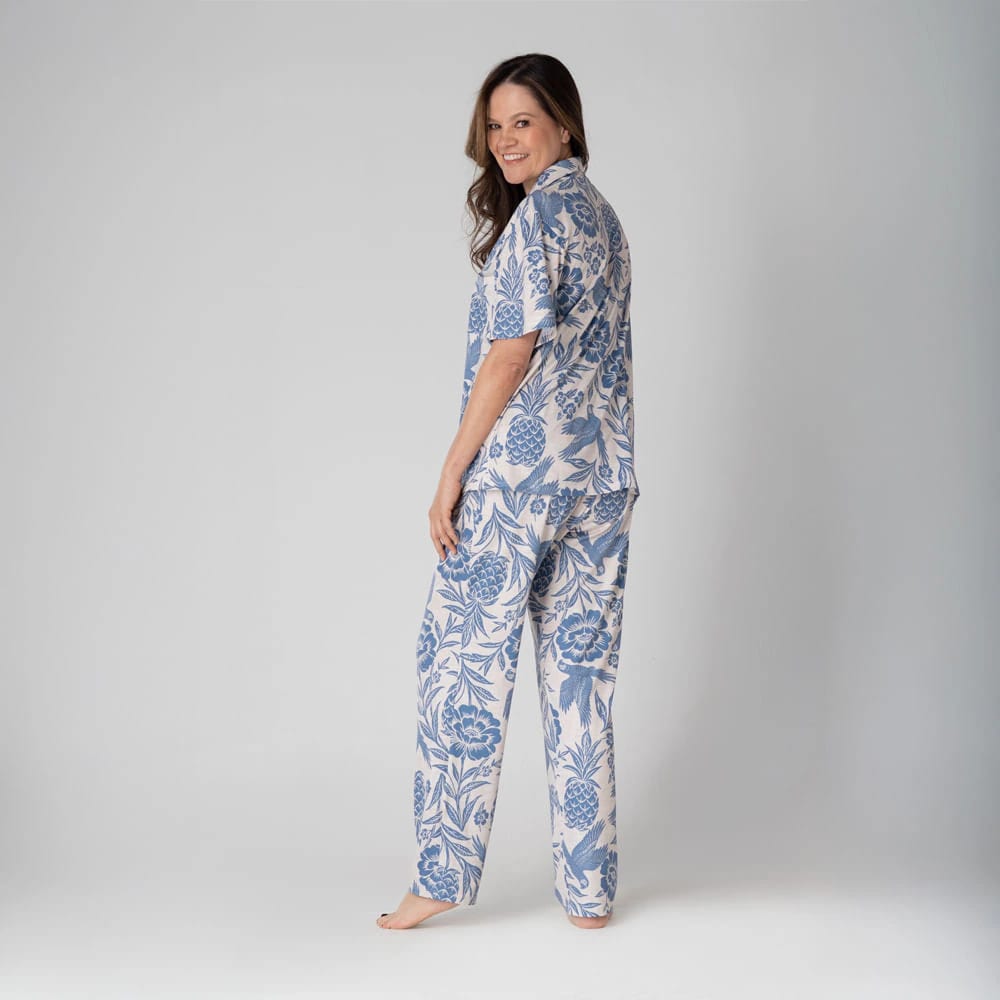 Conjunto de Pijama Pantalón Largo Trópico Azul. - imagen 2