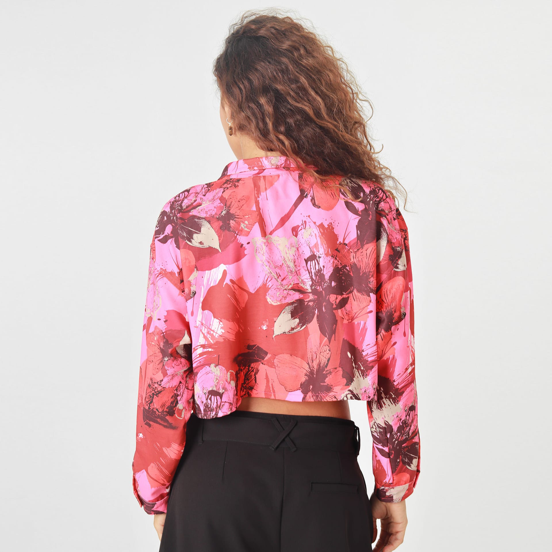 Blusa Crop Cuello Camisero Manga Larga - imagen 5