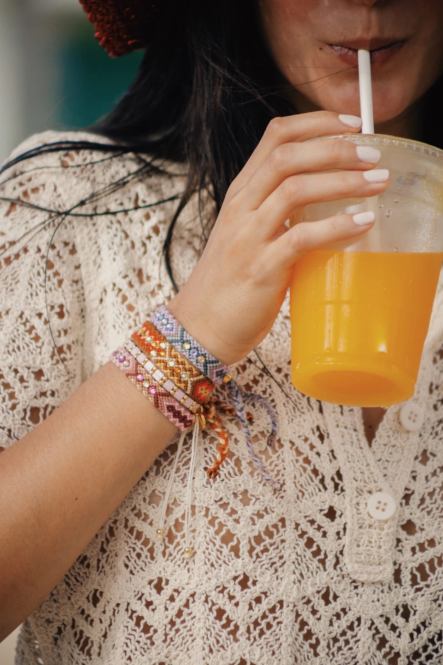 Wayuu Skinny Bracelet | Pink Aura - imagen 6