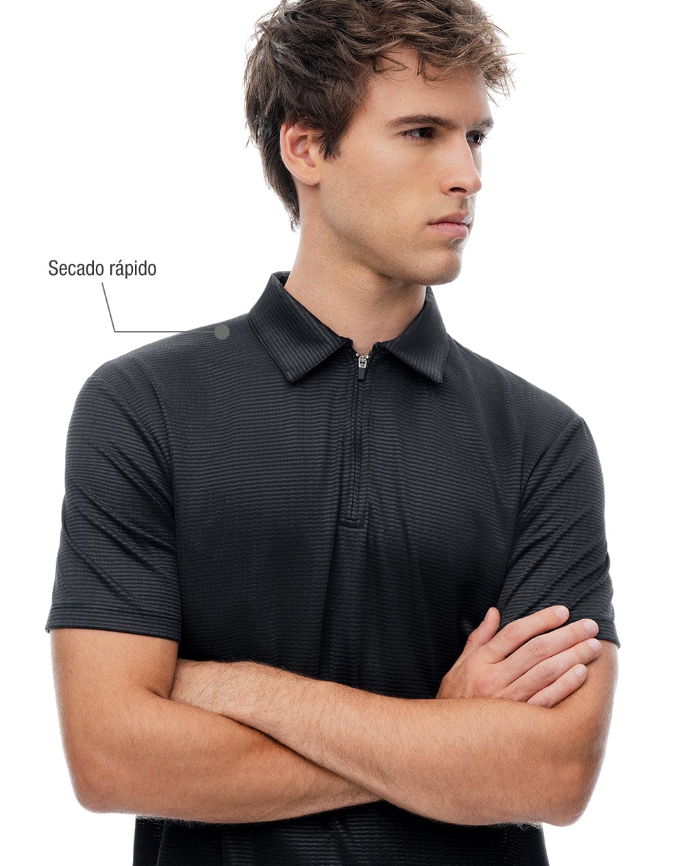 Polo deportiva secado rápido negro hombre - imagen 3