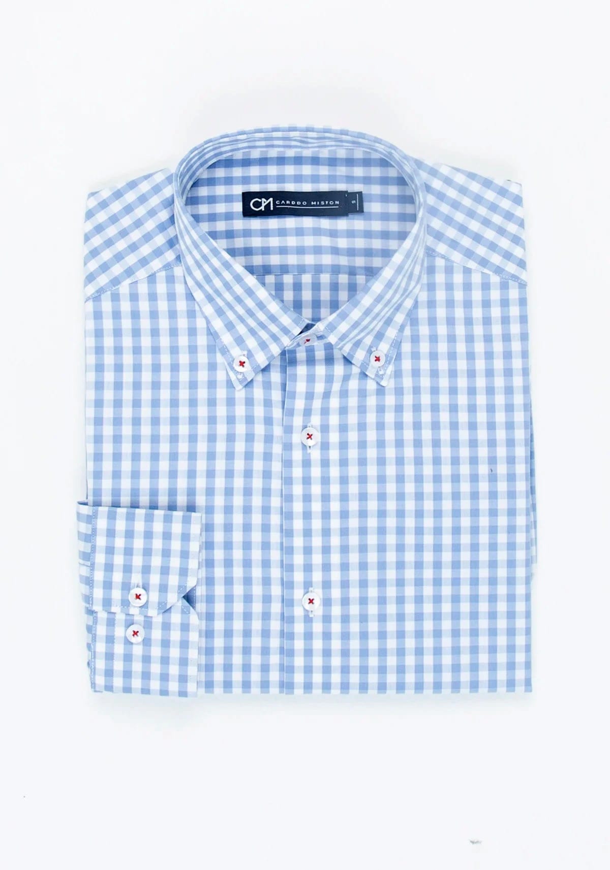 Camisa Cuadro Botón Contraste Algodón Azul Claro - imagen 5
