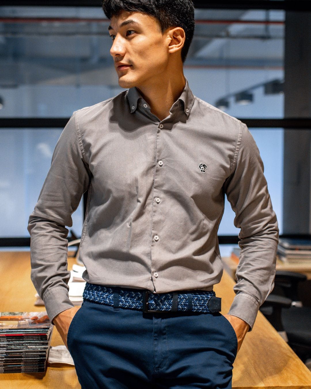 Camisa Antimanchas Oxford Gris - Talla Slim - imagen 2