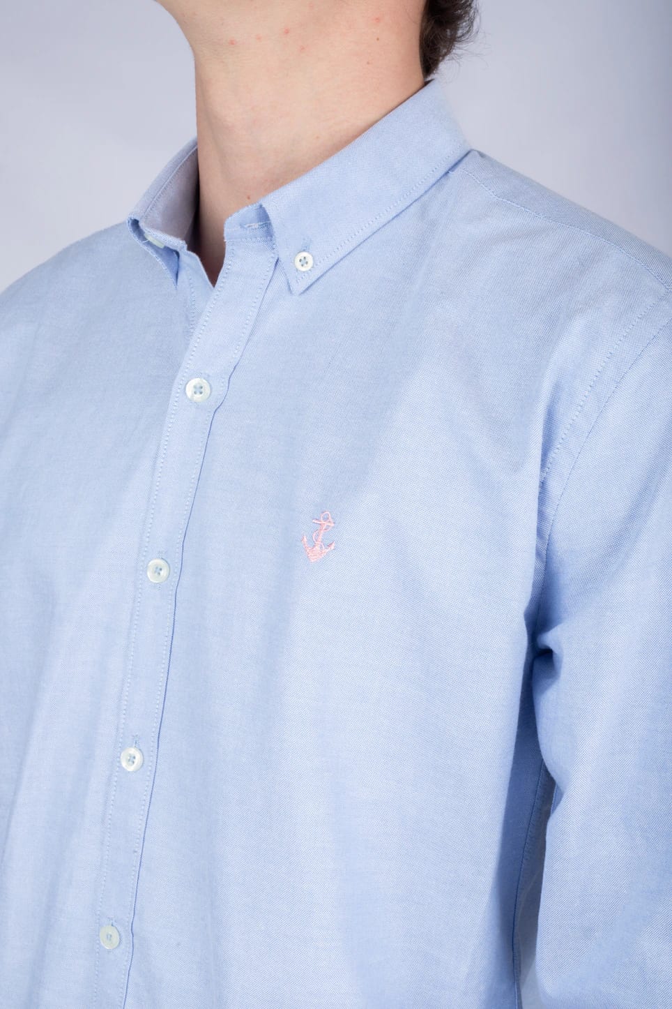 Camisa Oxford Azul Cielo A Rosada - imagen 4