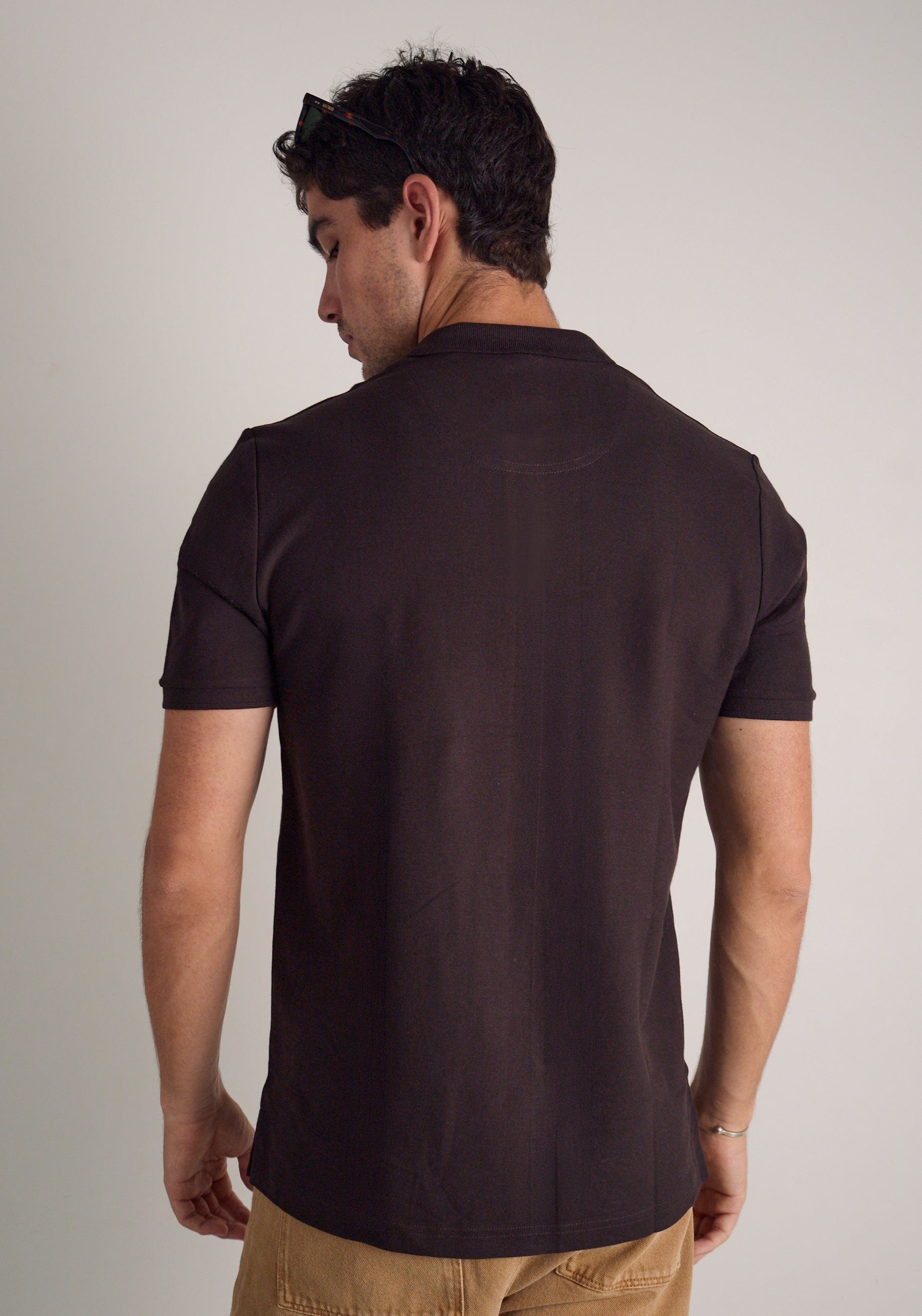 Camiseta Polo H Unicolor L-Ros Café Osc - imagen 5