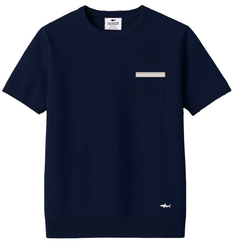 CAMISETA DE PUNTO AZUL OSCURA B BLANCO - imagen 1
