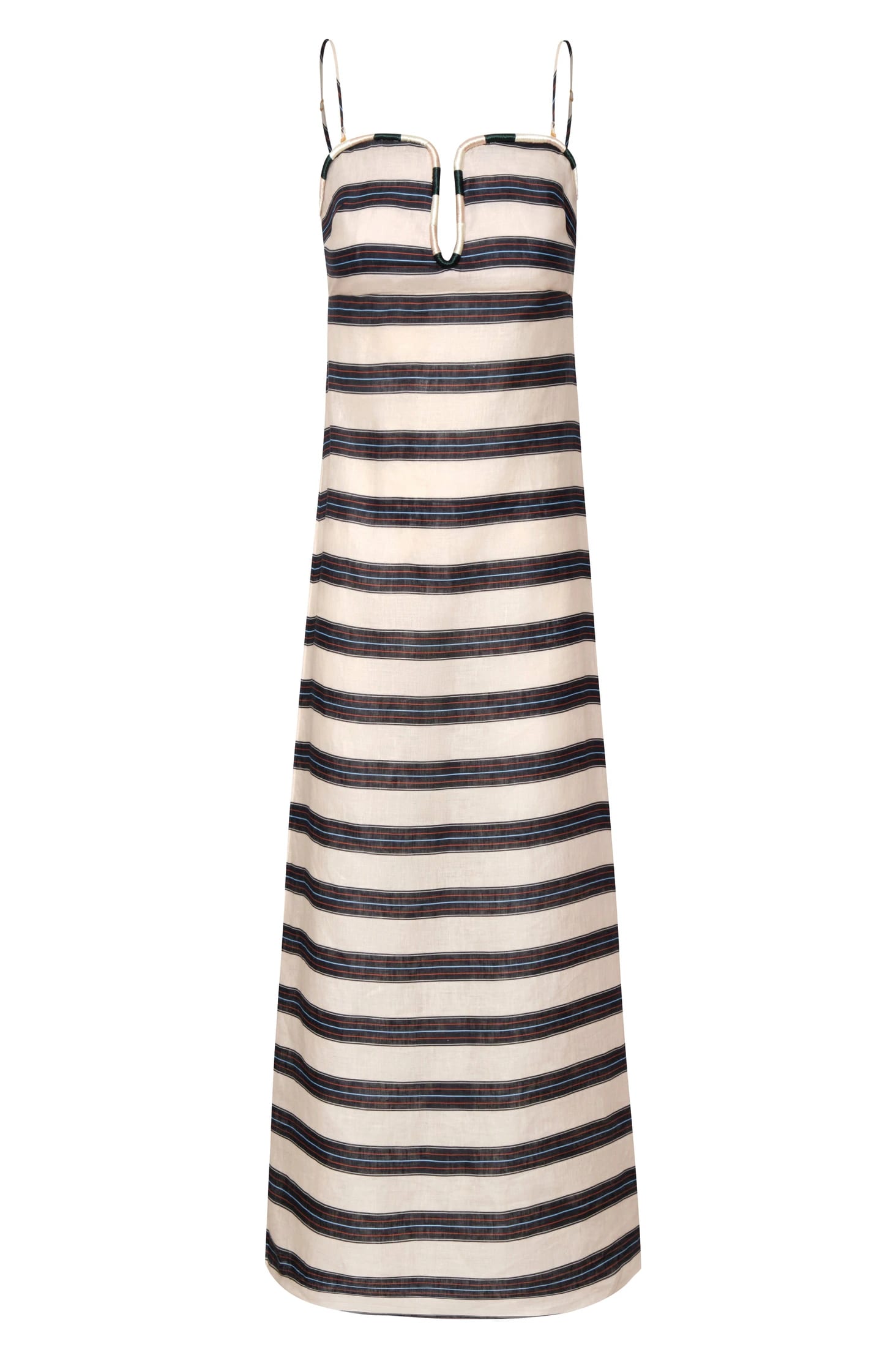 Antonia Linen Midi Dress / Navy Stripes - imagen 1