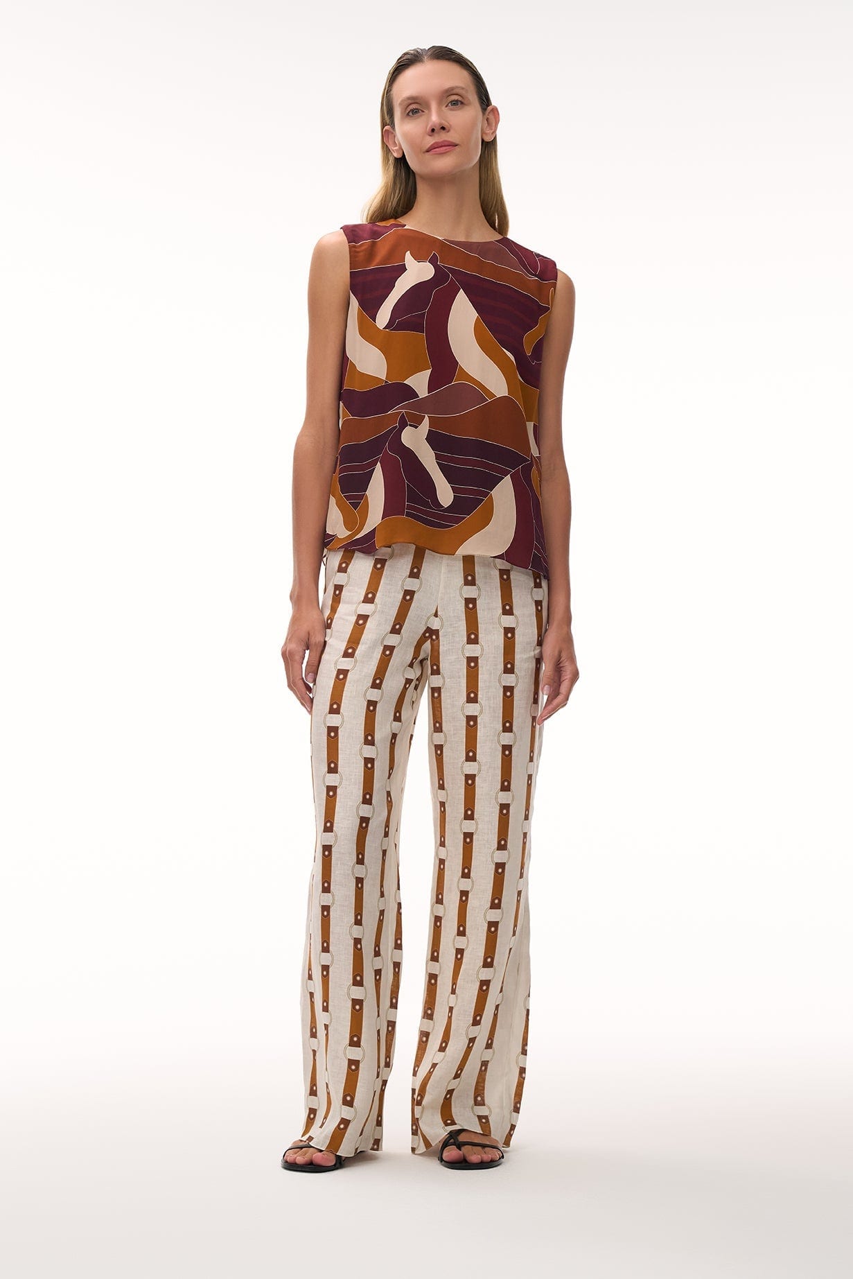 Silvia Crepe Chine Blouse / Purple Horses - imagen 2