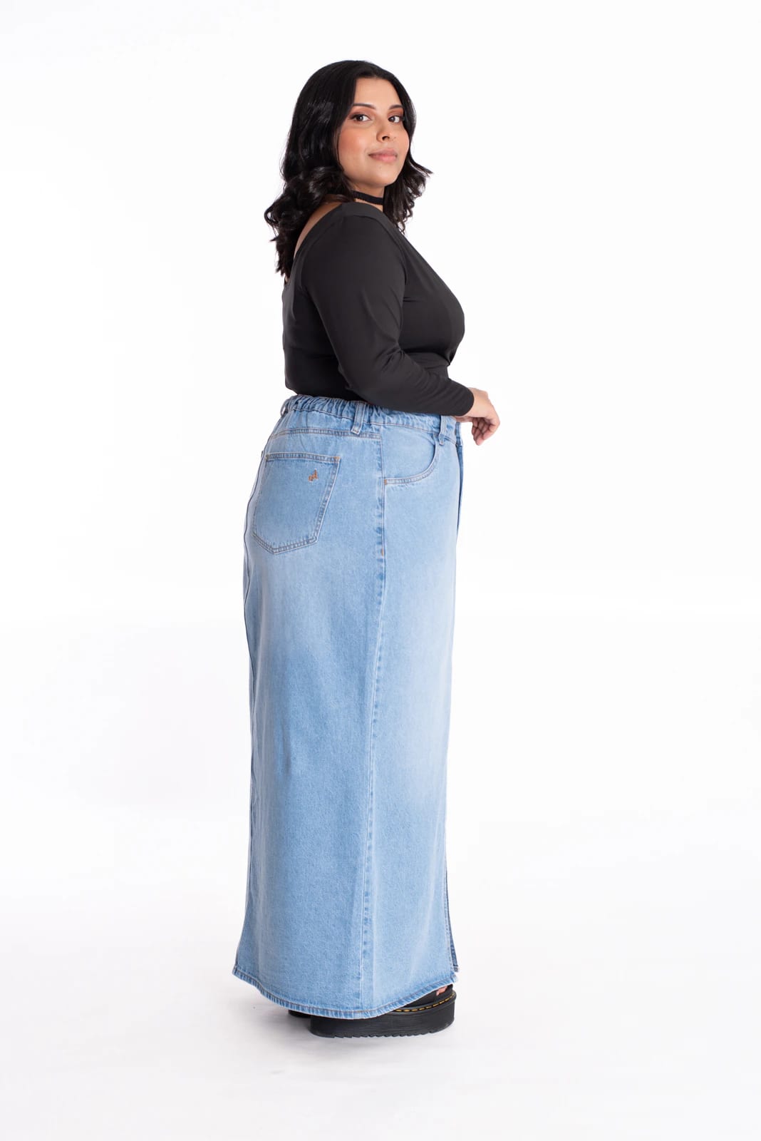 Falda Larga Denim Azul Claro 437 - imagen 7