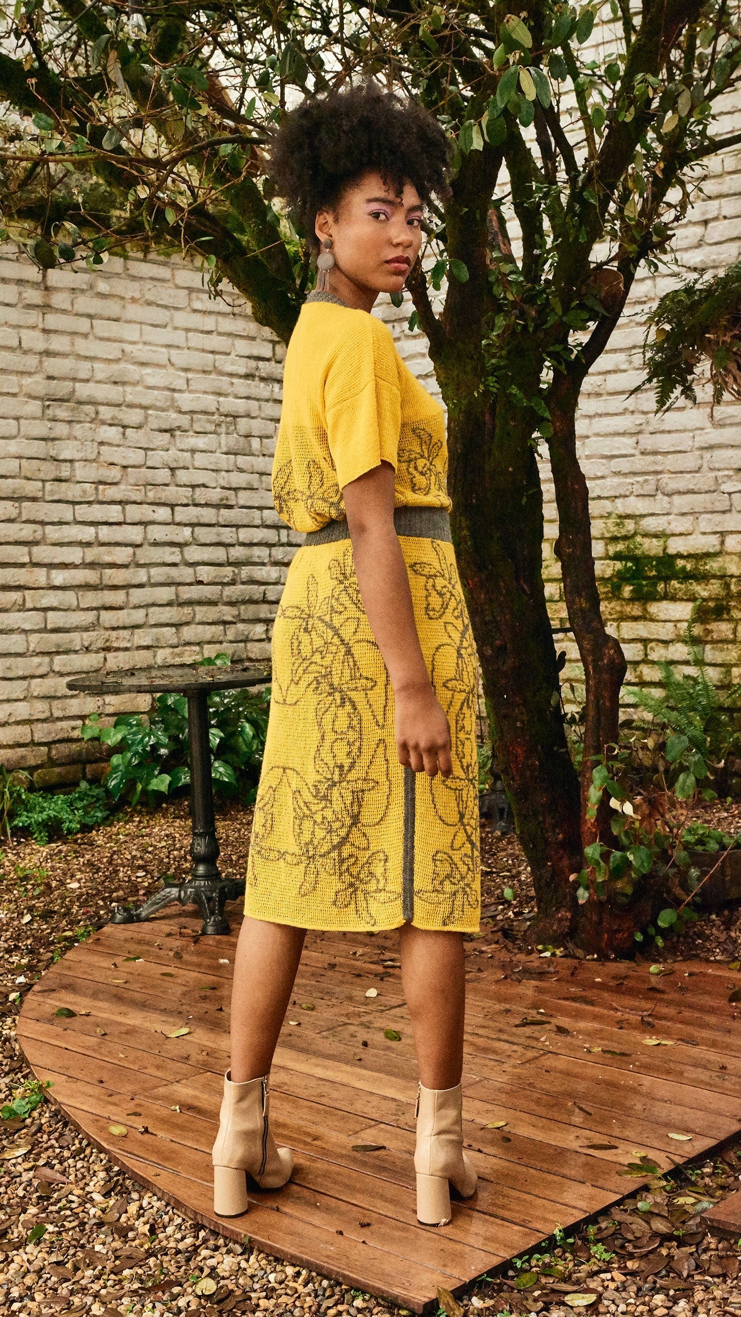 Falda Orquídea Alpaca - Amarillo y gris - imagen 6