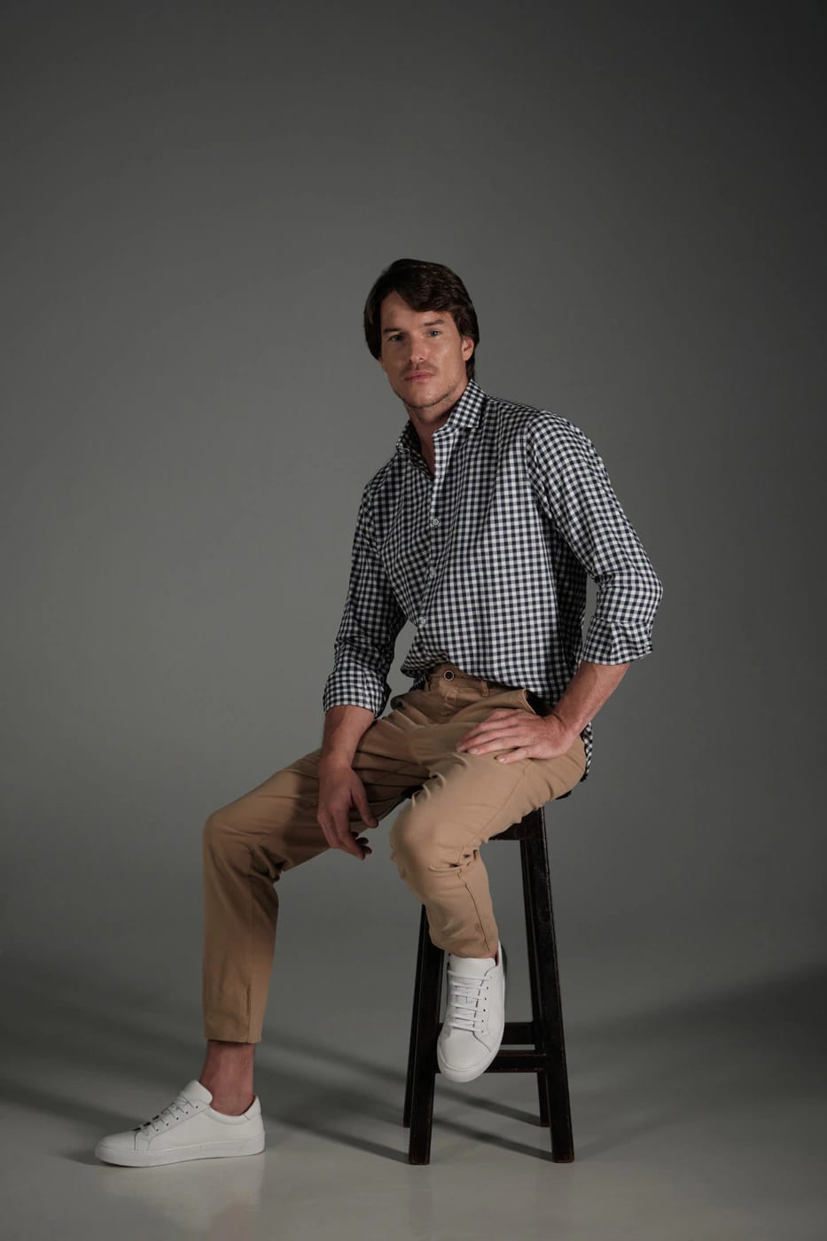 Camisa Classic Algodón Cuadros Azul Navy - imagen 2