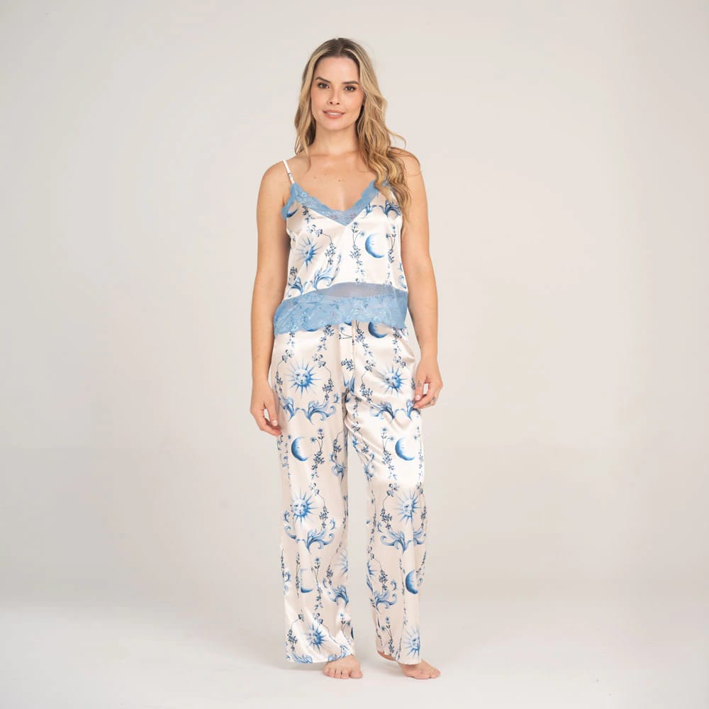 Pantalón Satin Estampado Santorini. - imagen 1