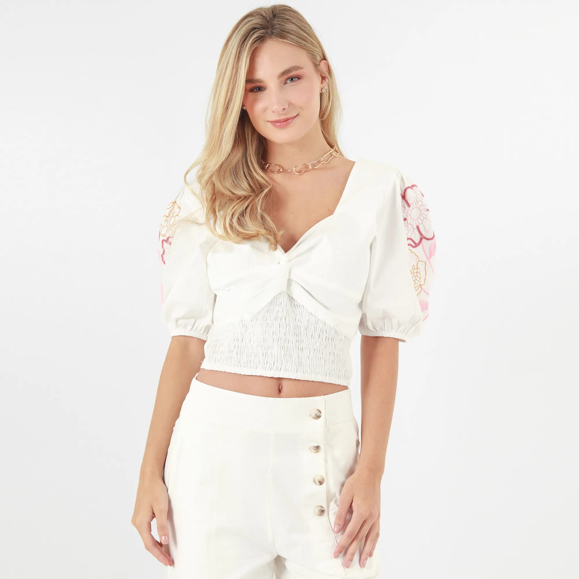 Blusa Cuello Corazon Manga 3cuartos - imagen 3