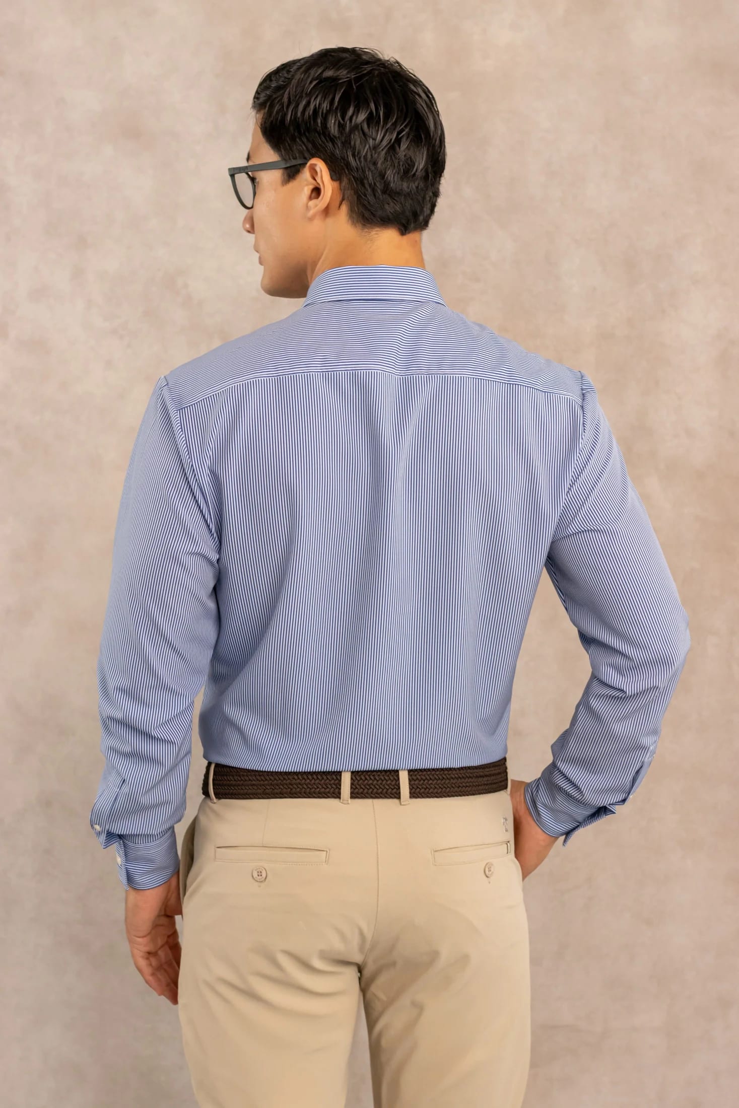 Camisa Performance Antiarrugas Rayas Azul Oscuro - imagen 11