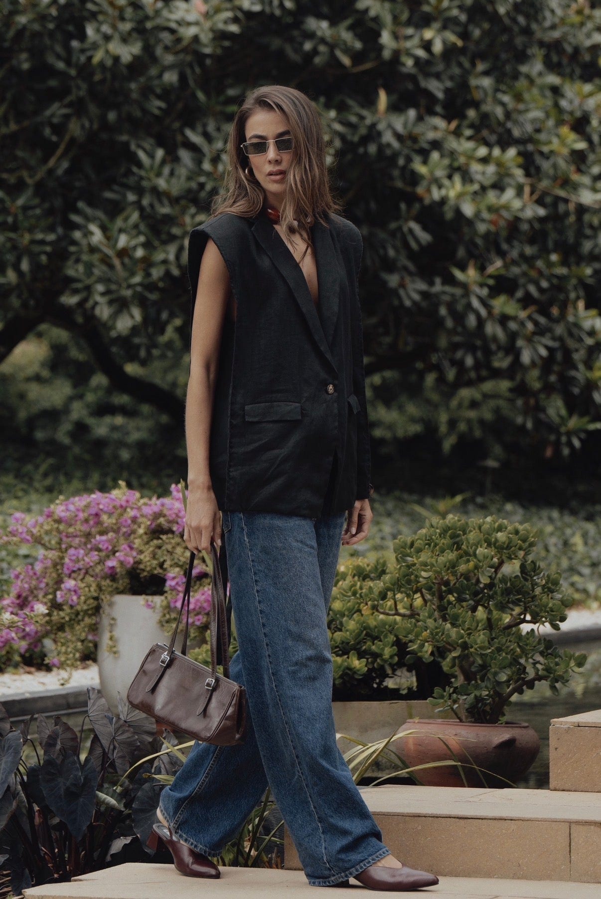 Blazer Vest Sera de lino | Negro - imagen 2