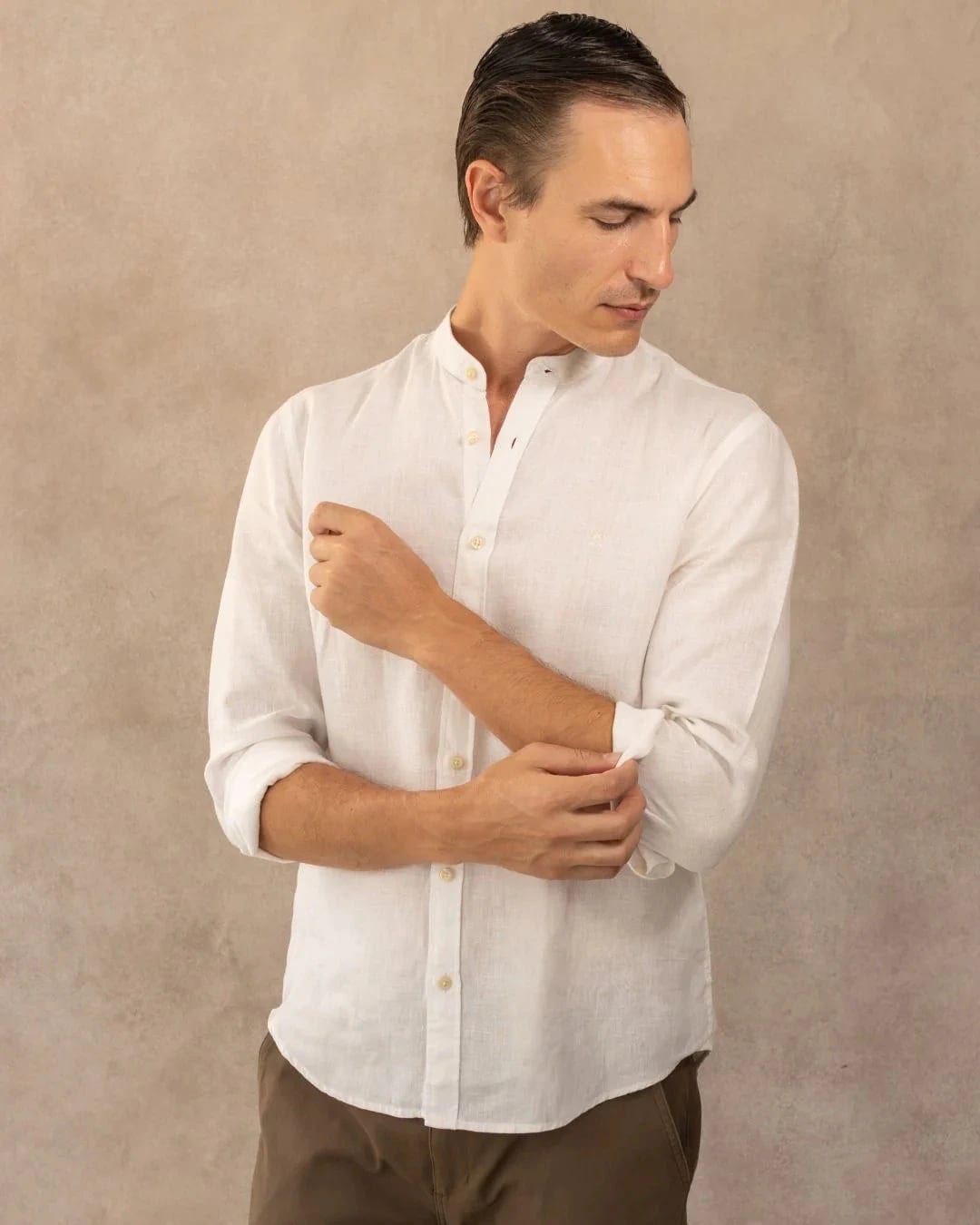 Camisa Lino Cuello Neru  Blanco - imagen 3
