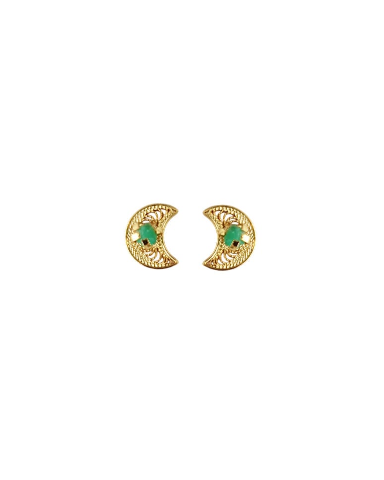 Aretes mini filigrana y esmeralda Lunita - imagen 1