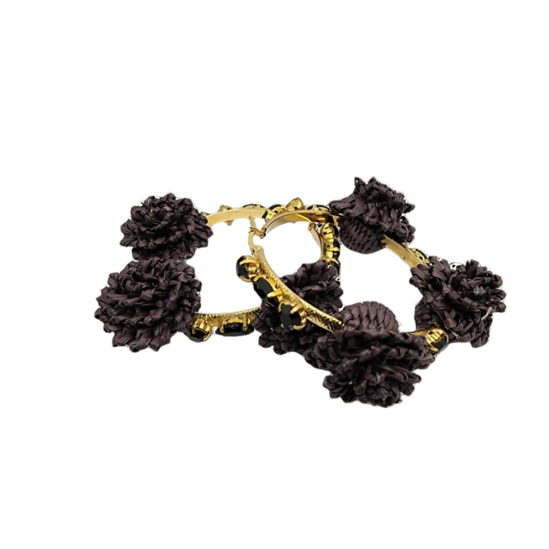 Black Flowers Hoop Earrings - imagen 2