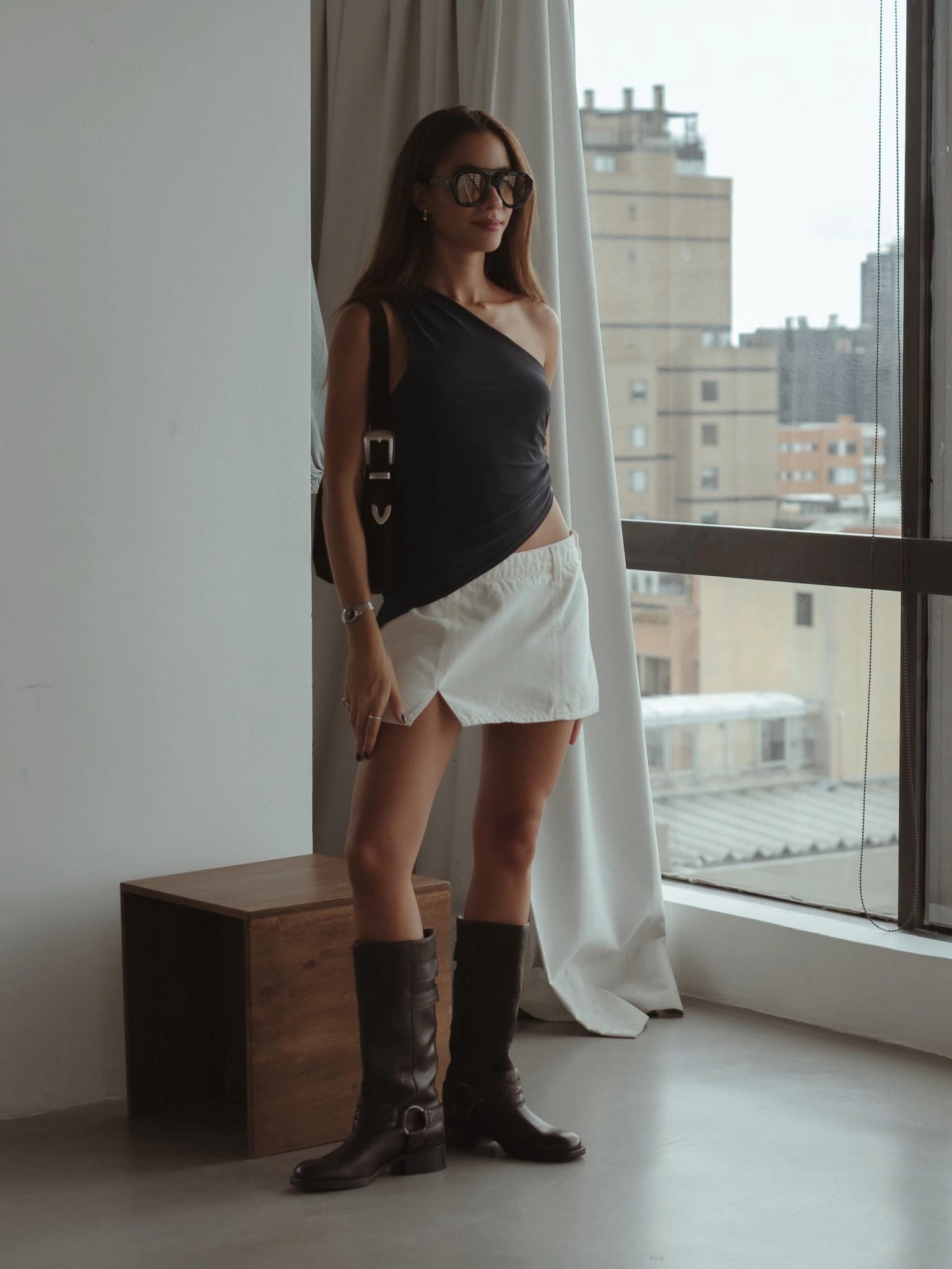 DENIM MINI SKIRT - SOFT WHITE - imagen 6
