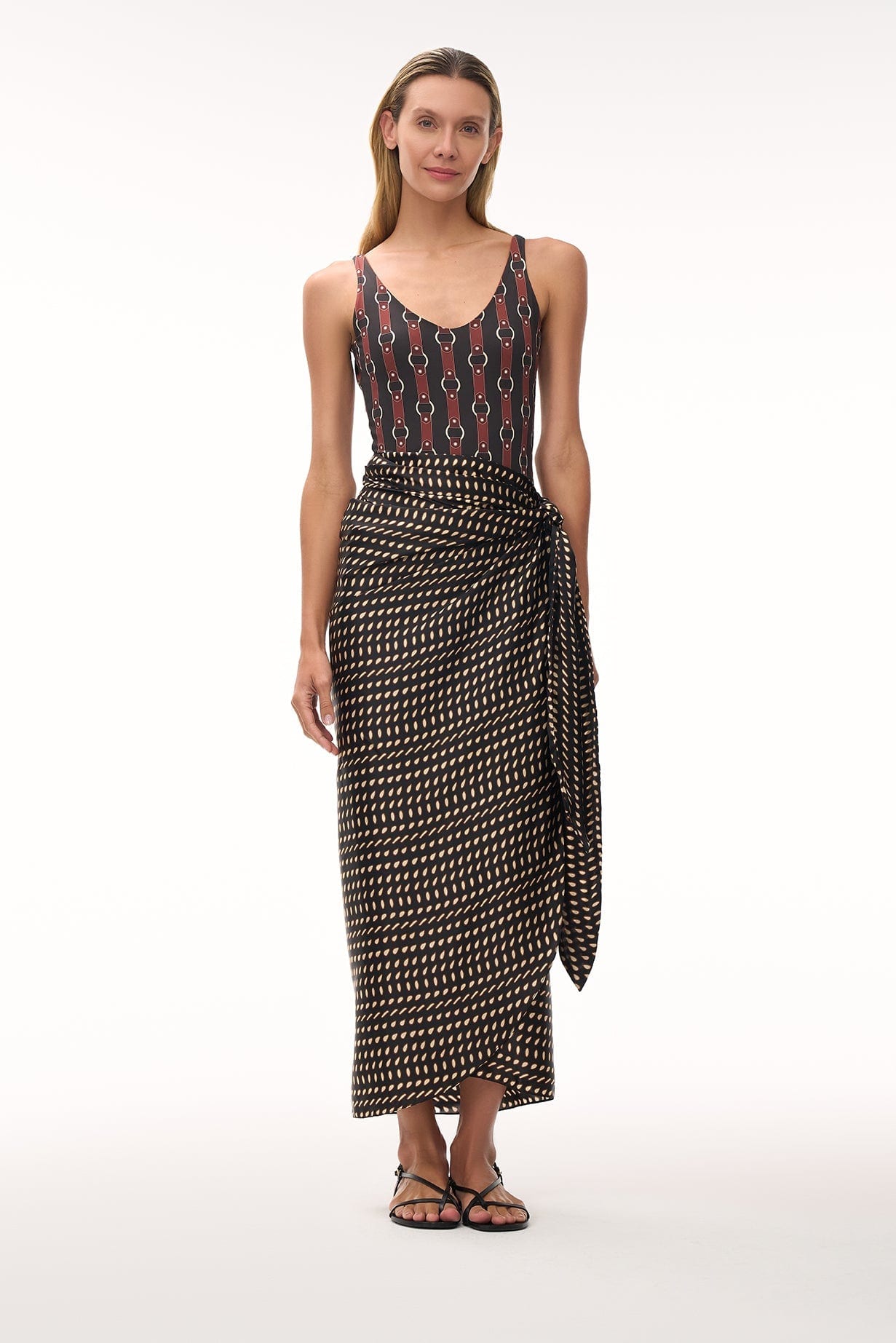Mapara Satin Silk Skirt / Black & Ivory Seeds - imagen 2