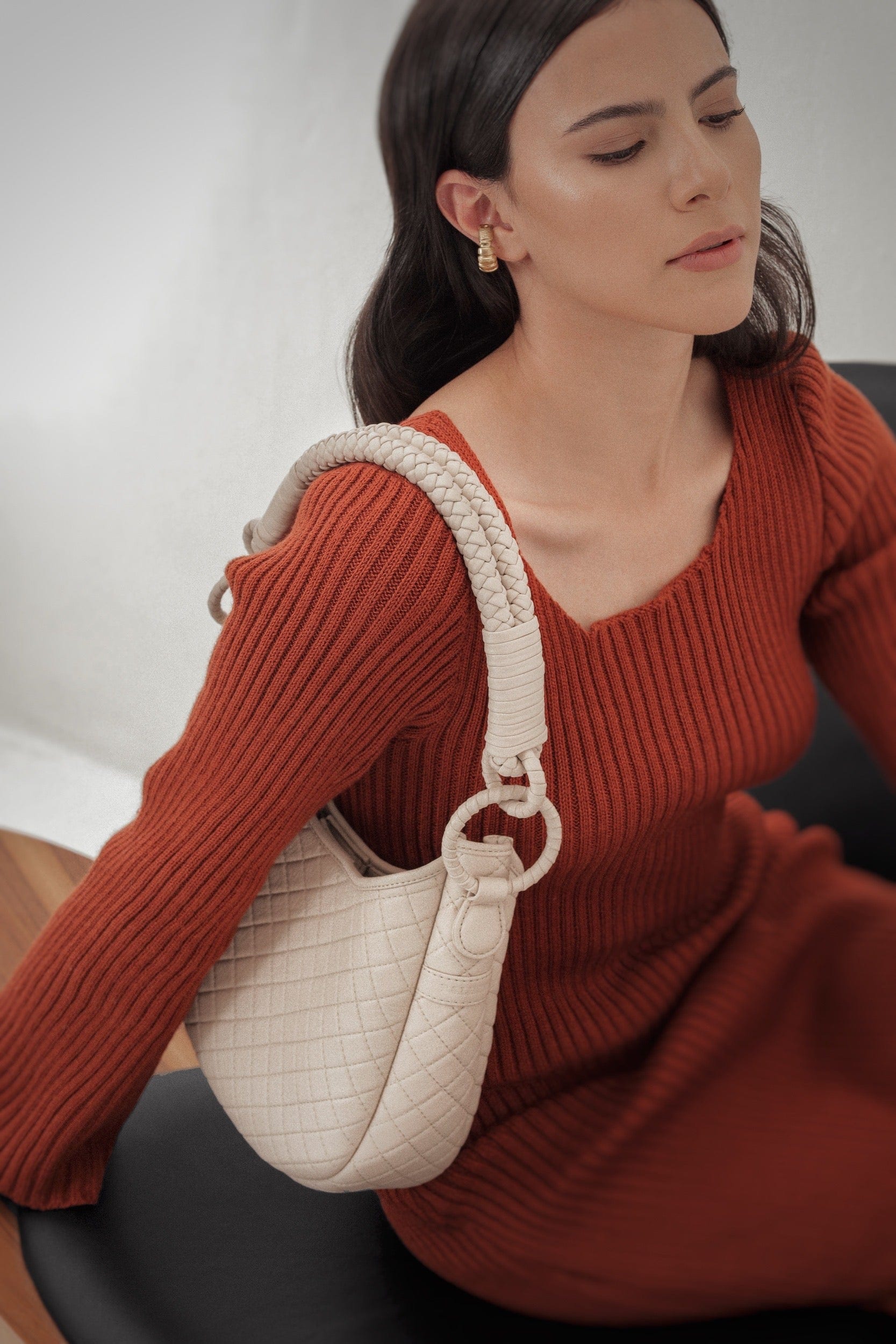 Saddle Shoulder Bag, Beige - imagen 7